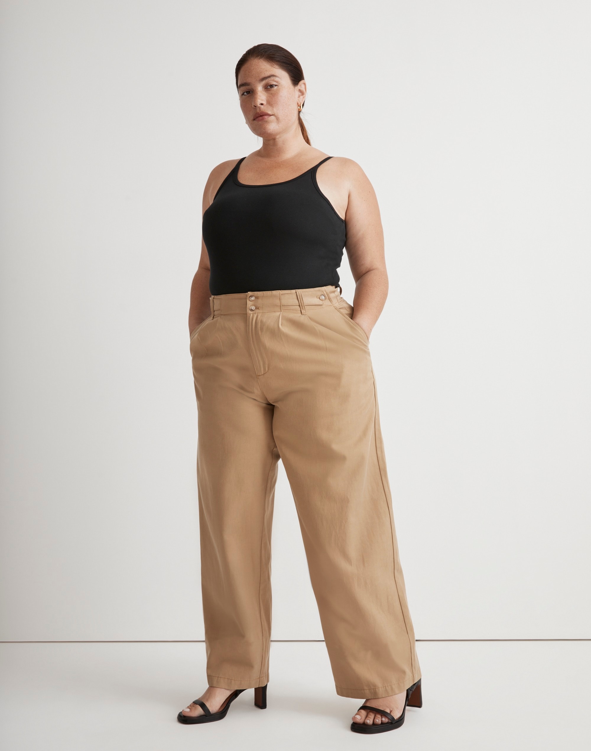 The Plus Harlow Wide-Leg Pant in Drapey Twill