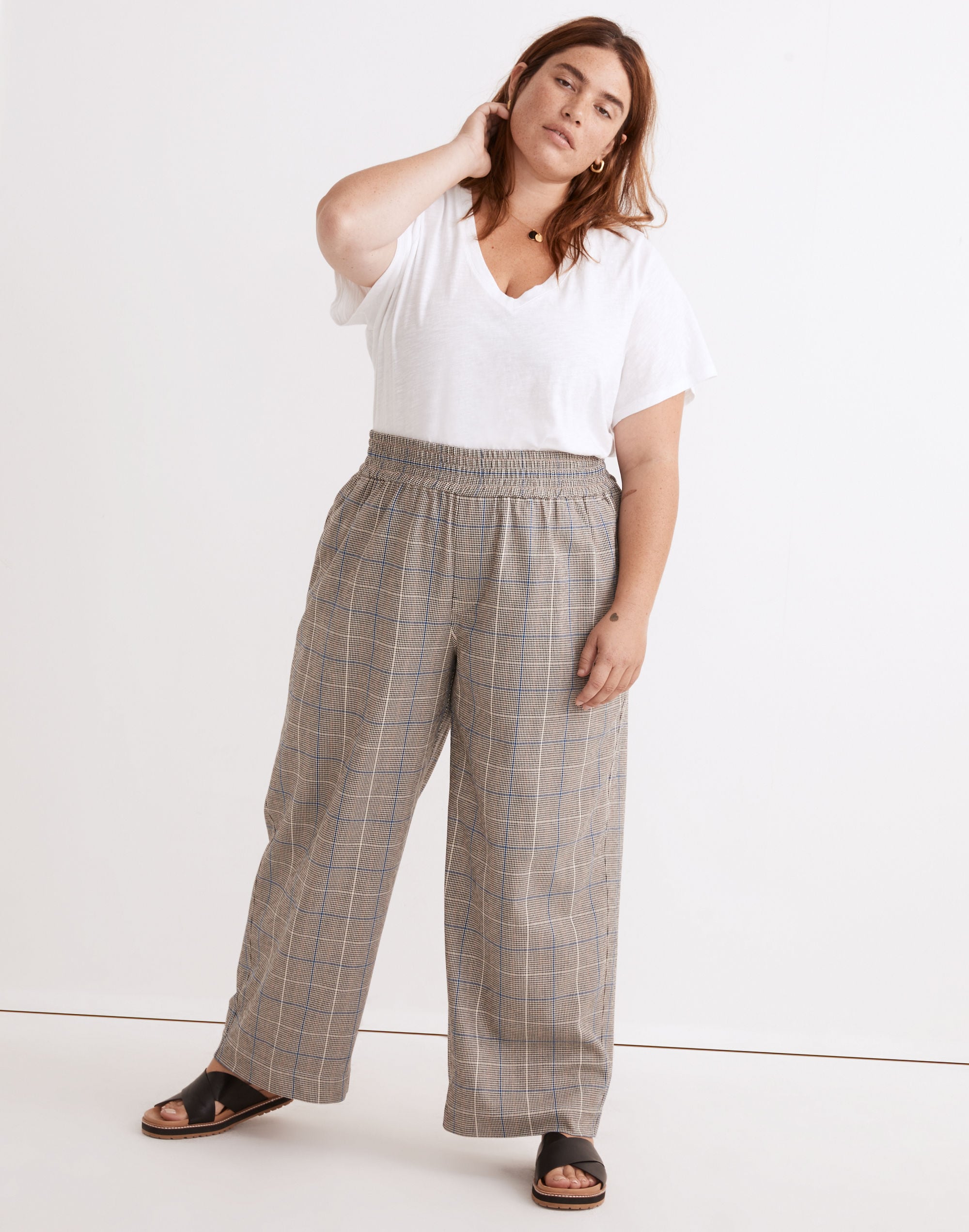 Plus Carley Wide-Leg Pants in Plaid