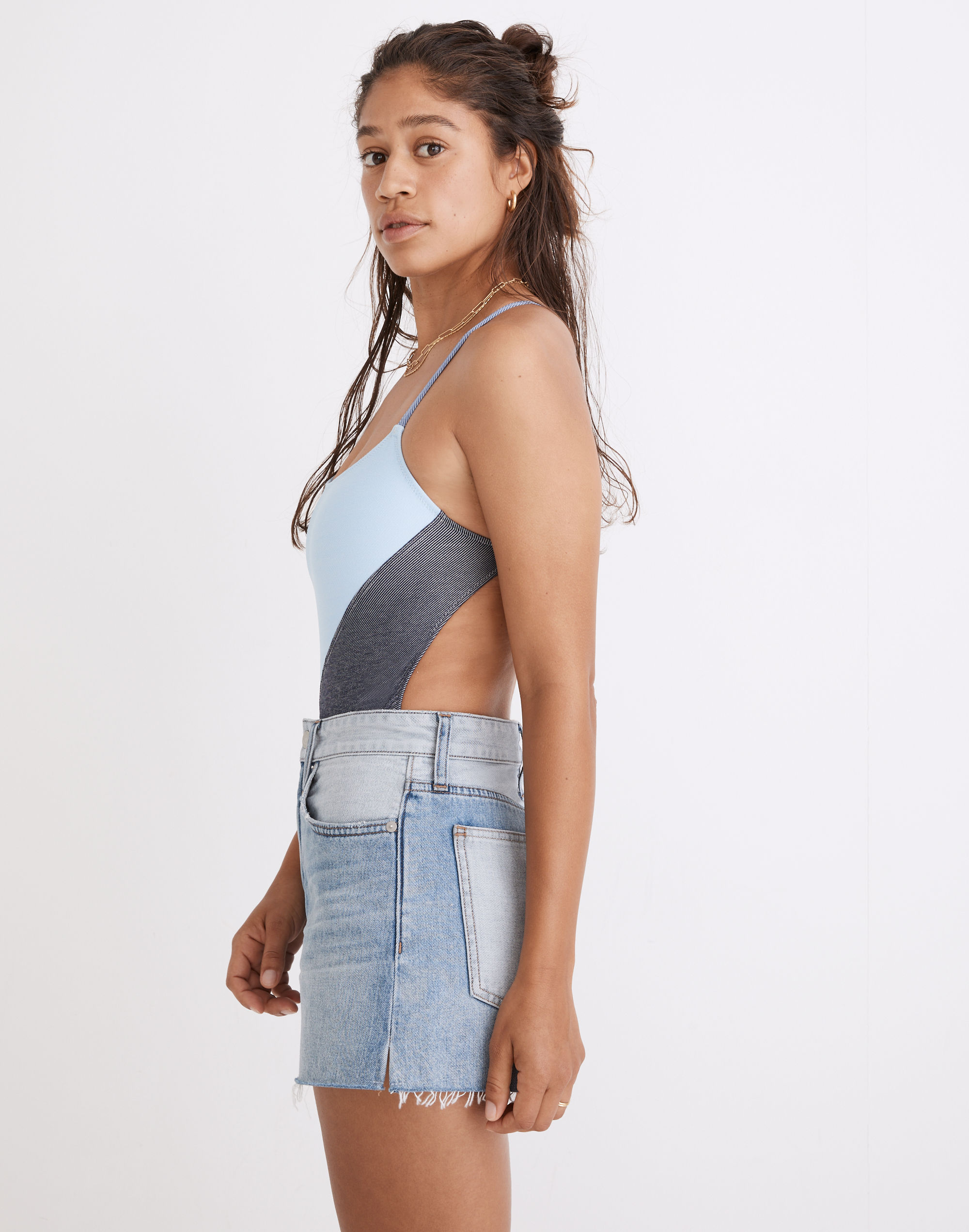 Madewell x Solid &amp; Striped&reg; Relaxed Denim Shorts in Cayley Wash