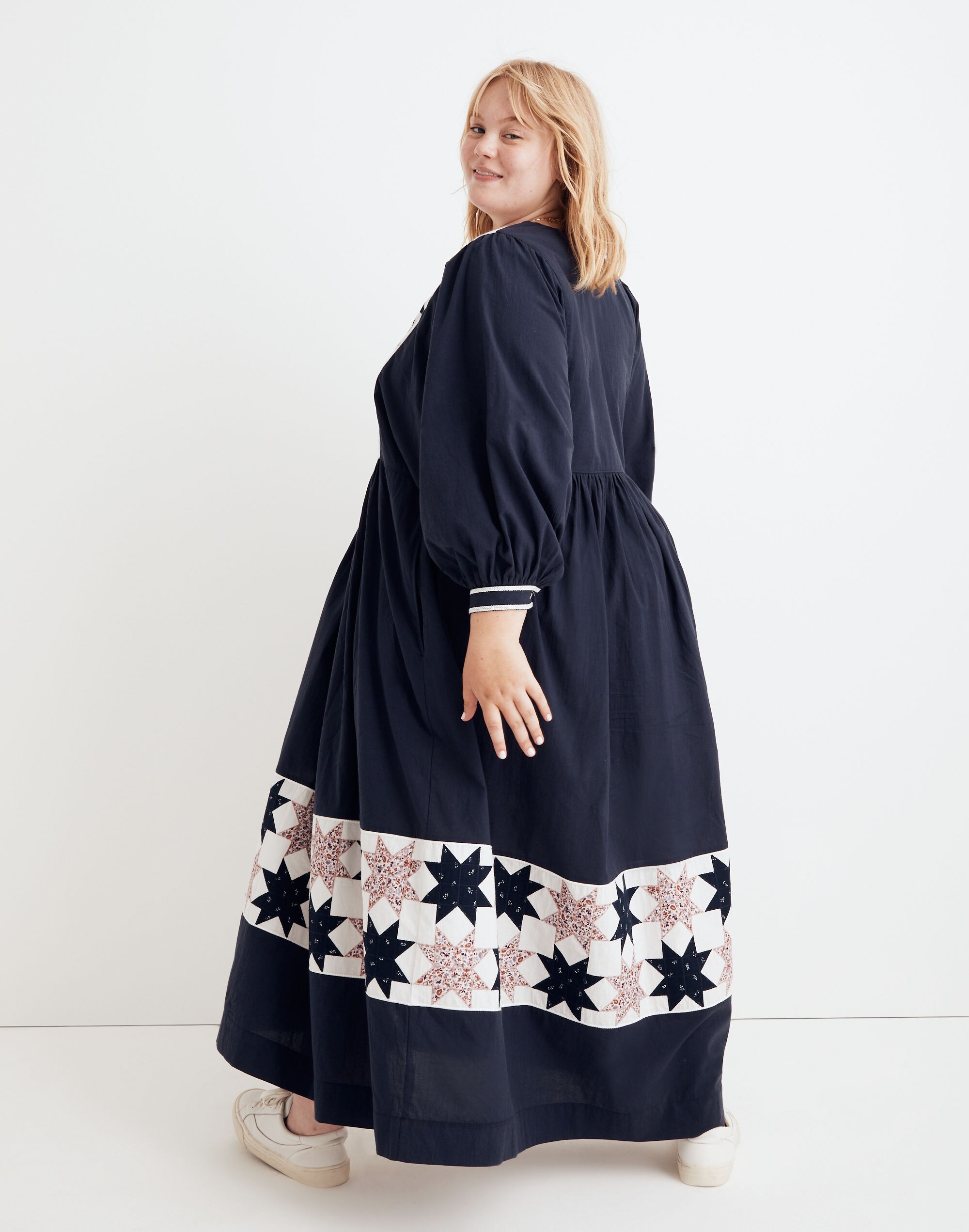 Plus Quilted Patchwork Midi Dress