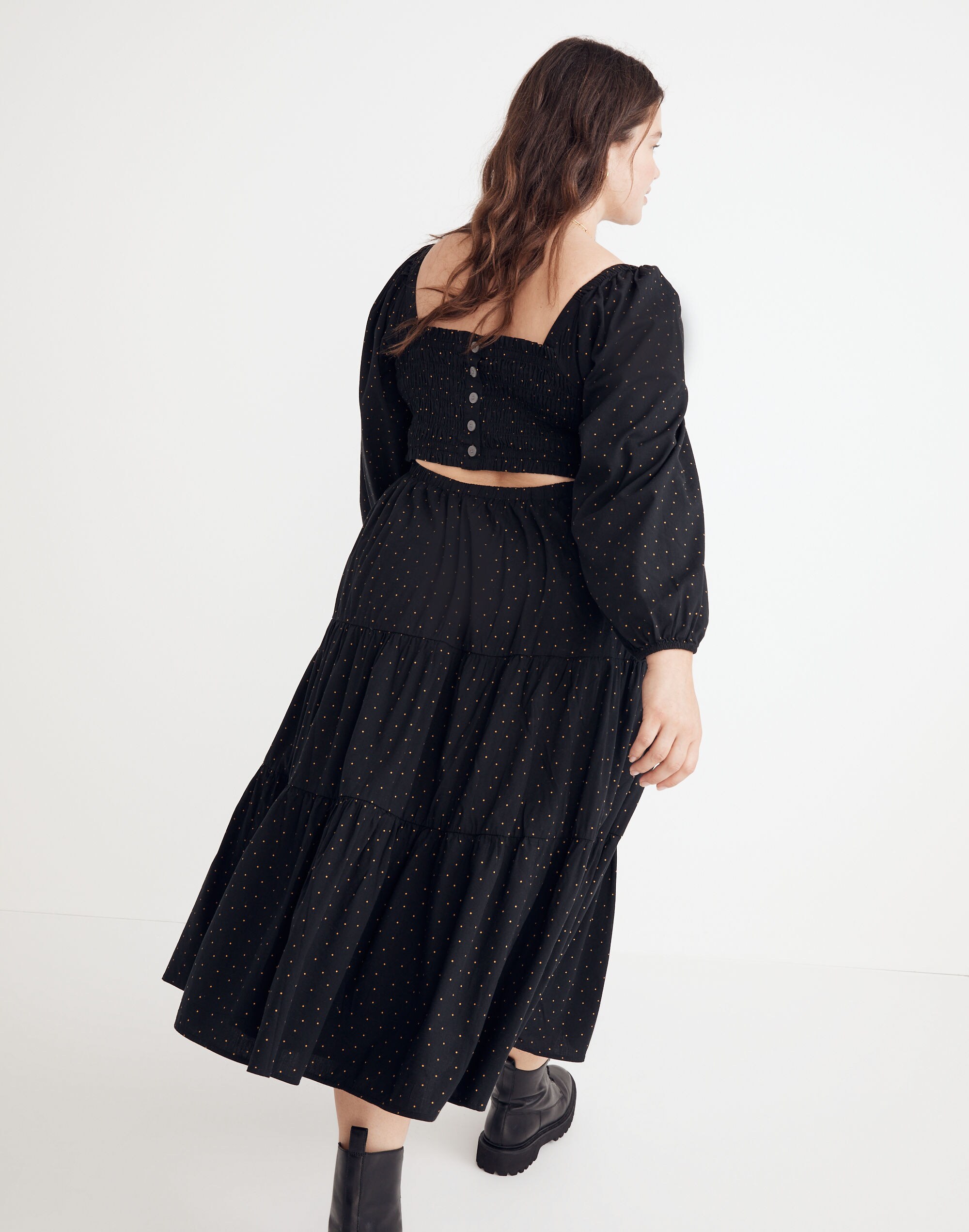 Plus Lucie Tiered Midi Dress in Dot