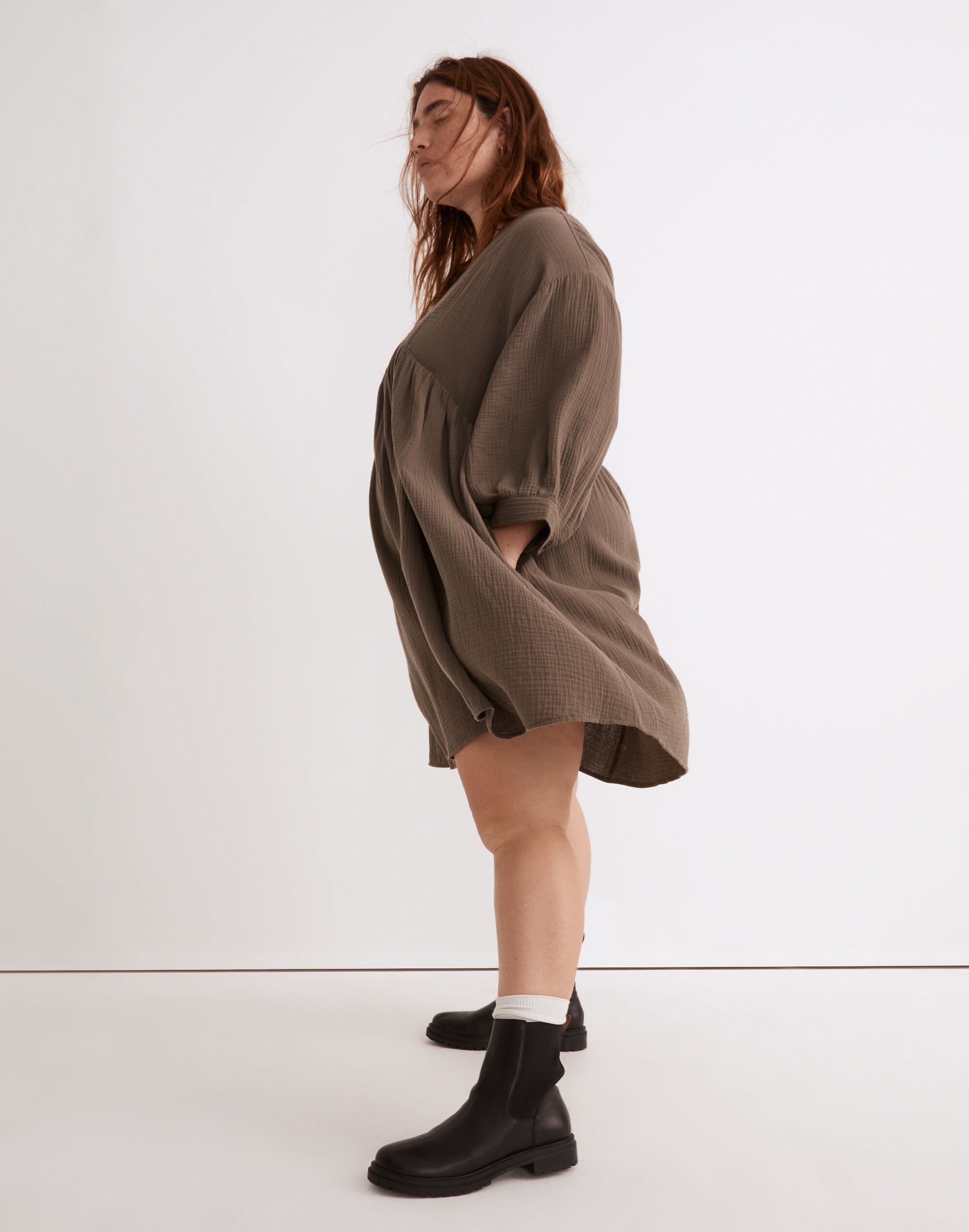 Plus Lightspun V-Neck Mini Dress