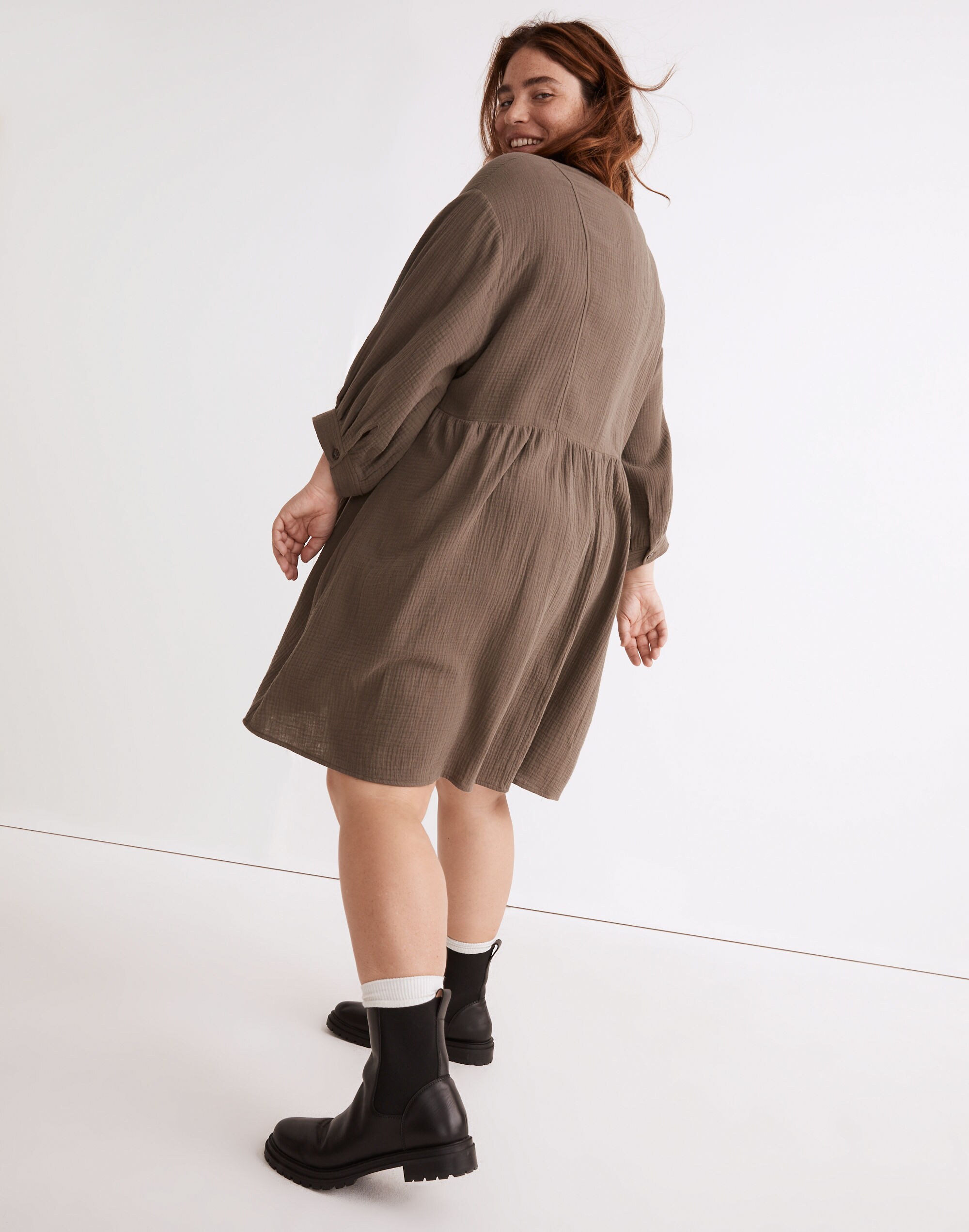 Plus Lightspun V-Neck Mini Dress