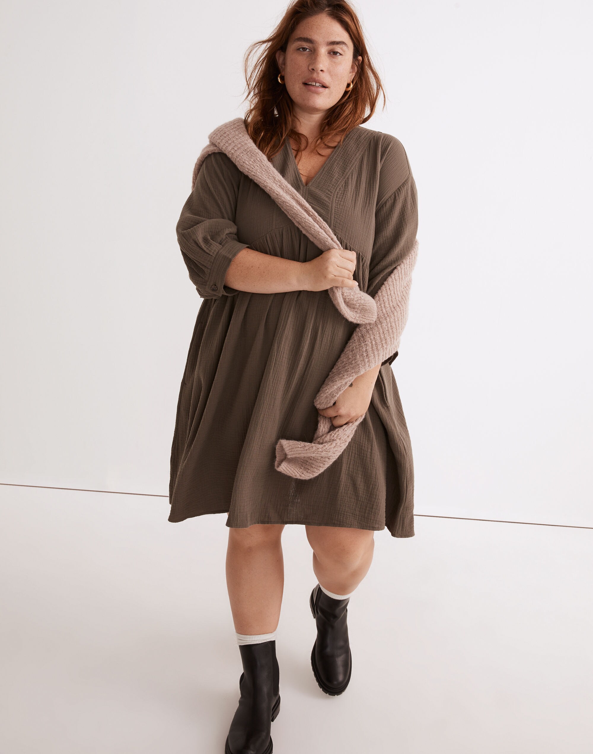 Plus Lightspun V-Neck Mini Dress