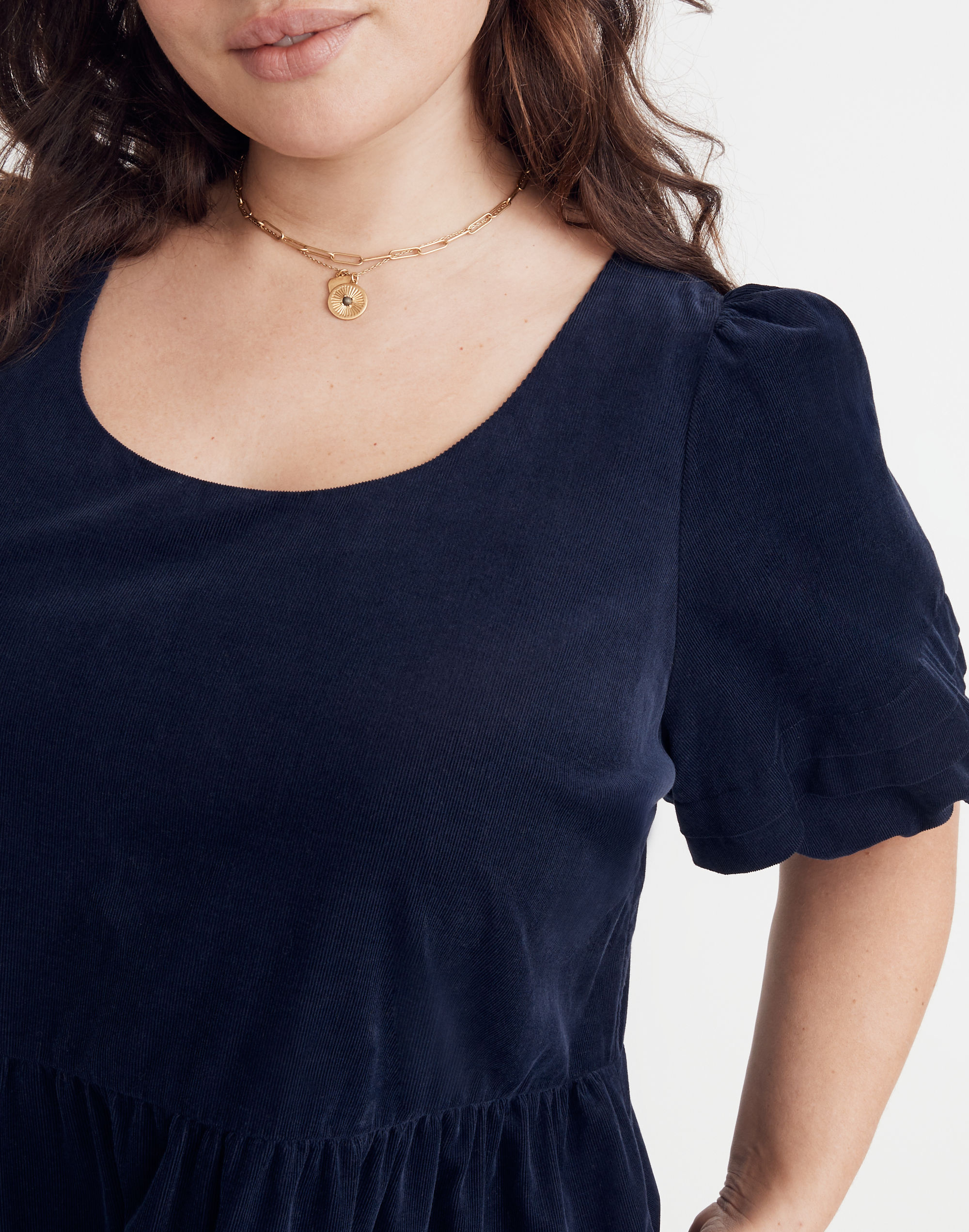 Plus Corduroy Tiered Mini Dress