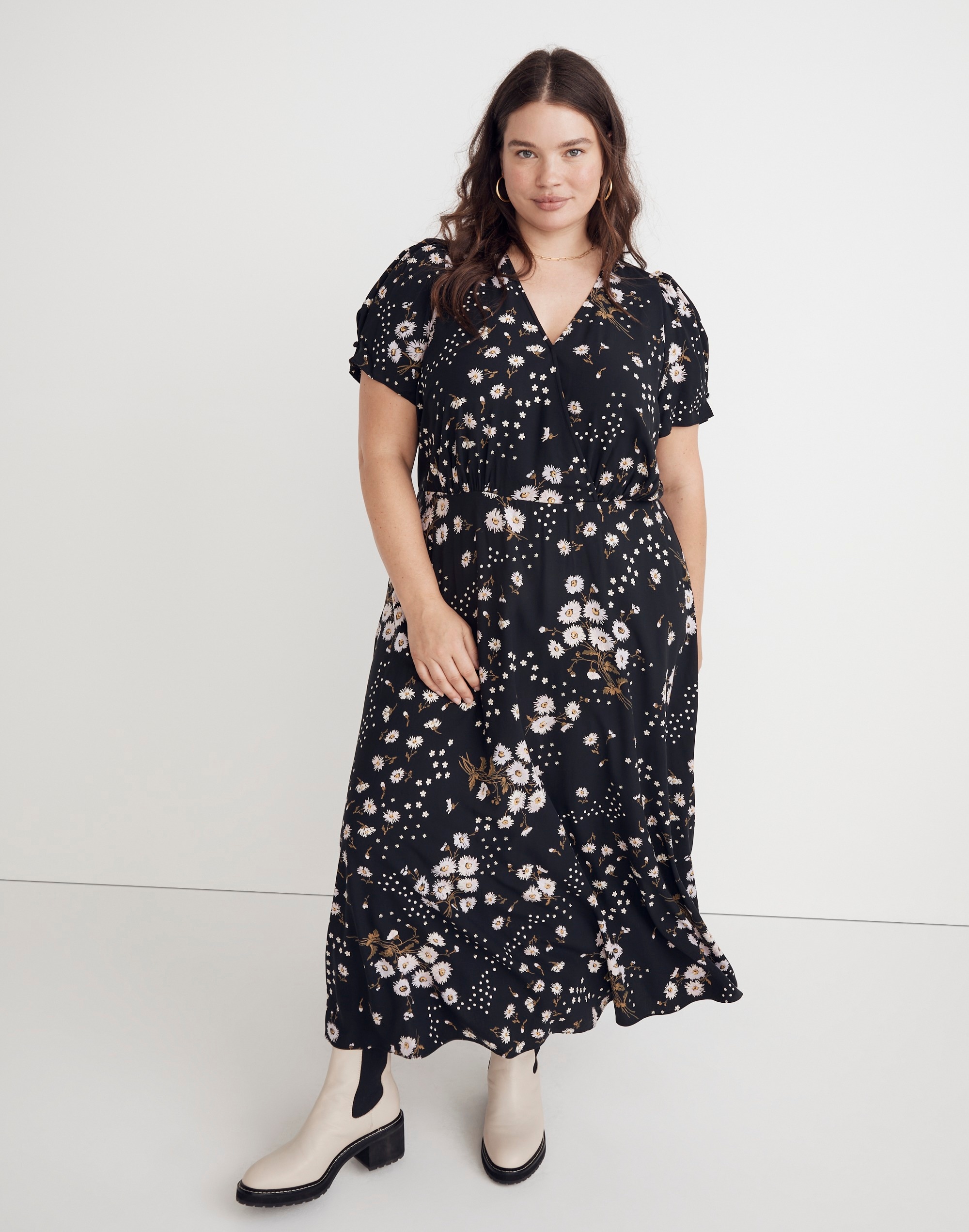 plus challis midi dress