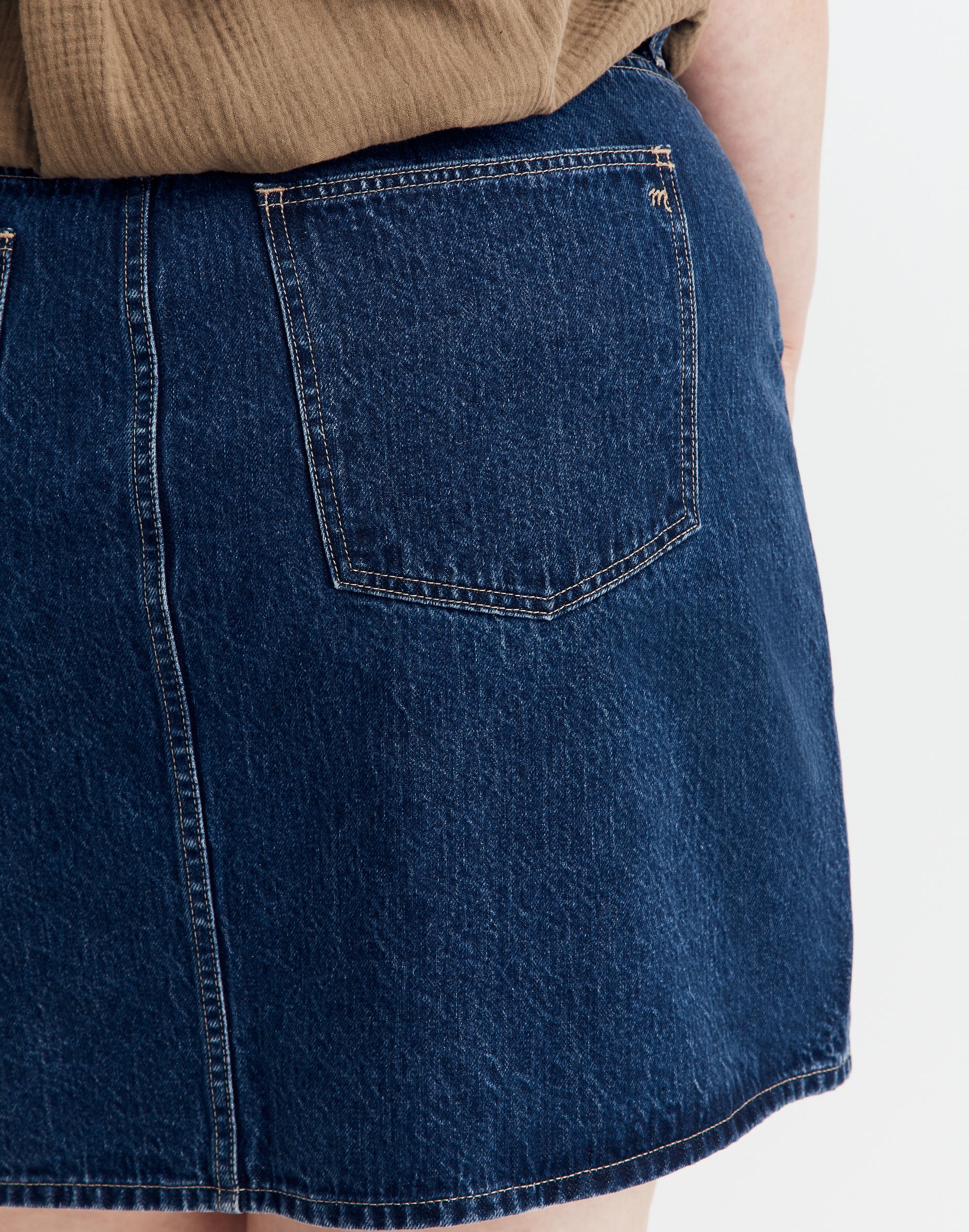 Plus Denim High-Waist Straight Mini Skirt in Sunberry Wash