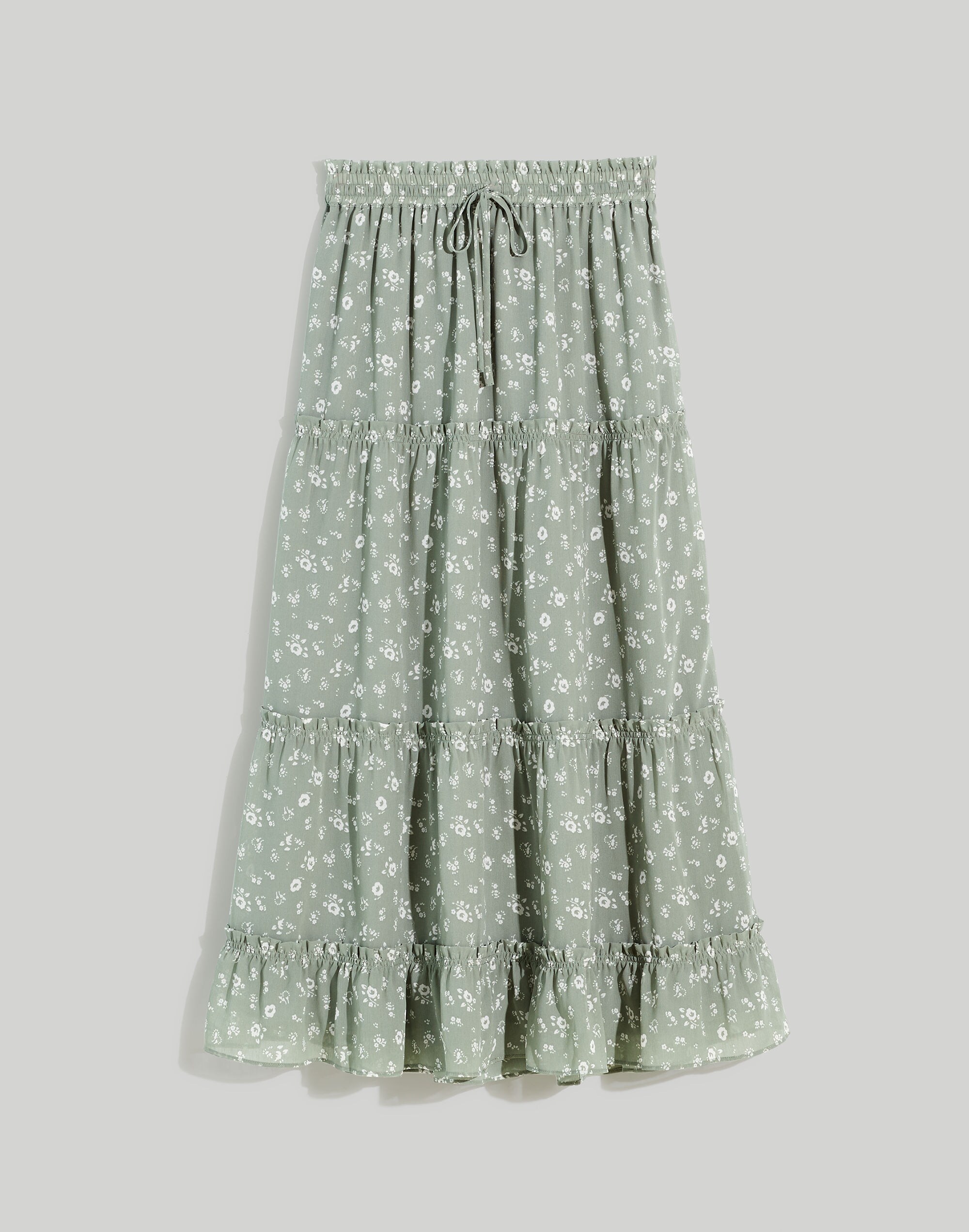 Plus Pull-on Ruffle Tiered Maxi Skirt in Cottage Garden