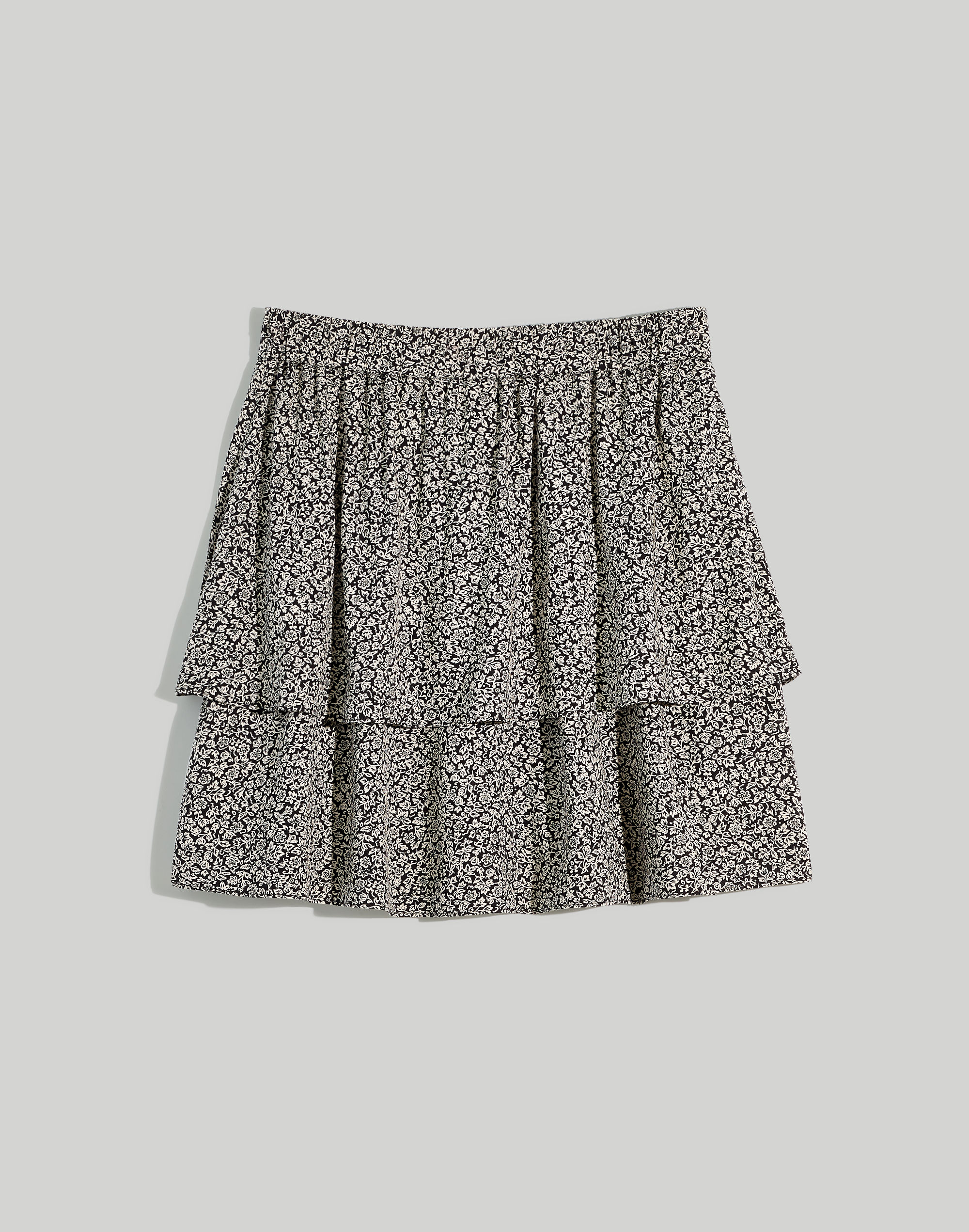 plus pull-on tier mini skirt in tudor floral