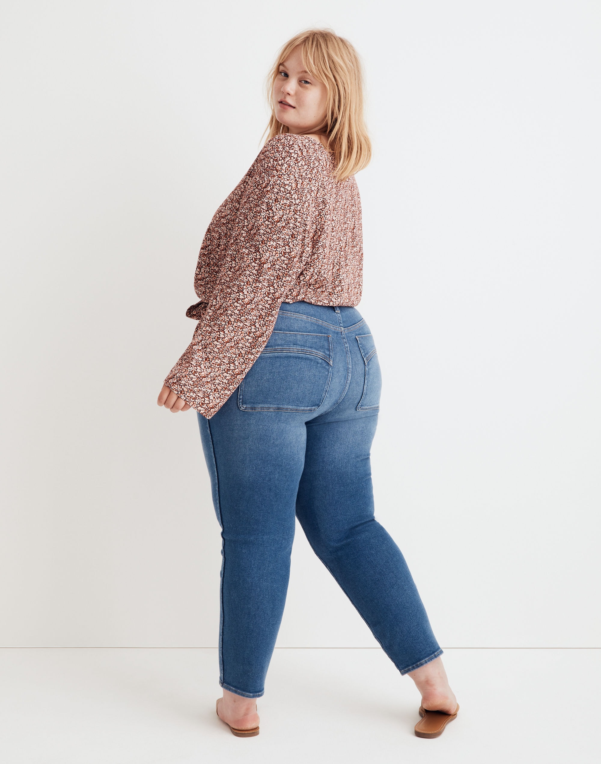 Plus Tie-Front Wrap Top in Cottage Garden