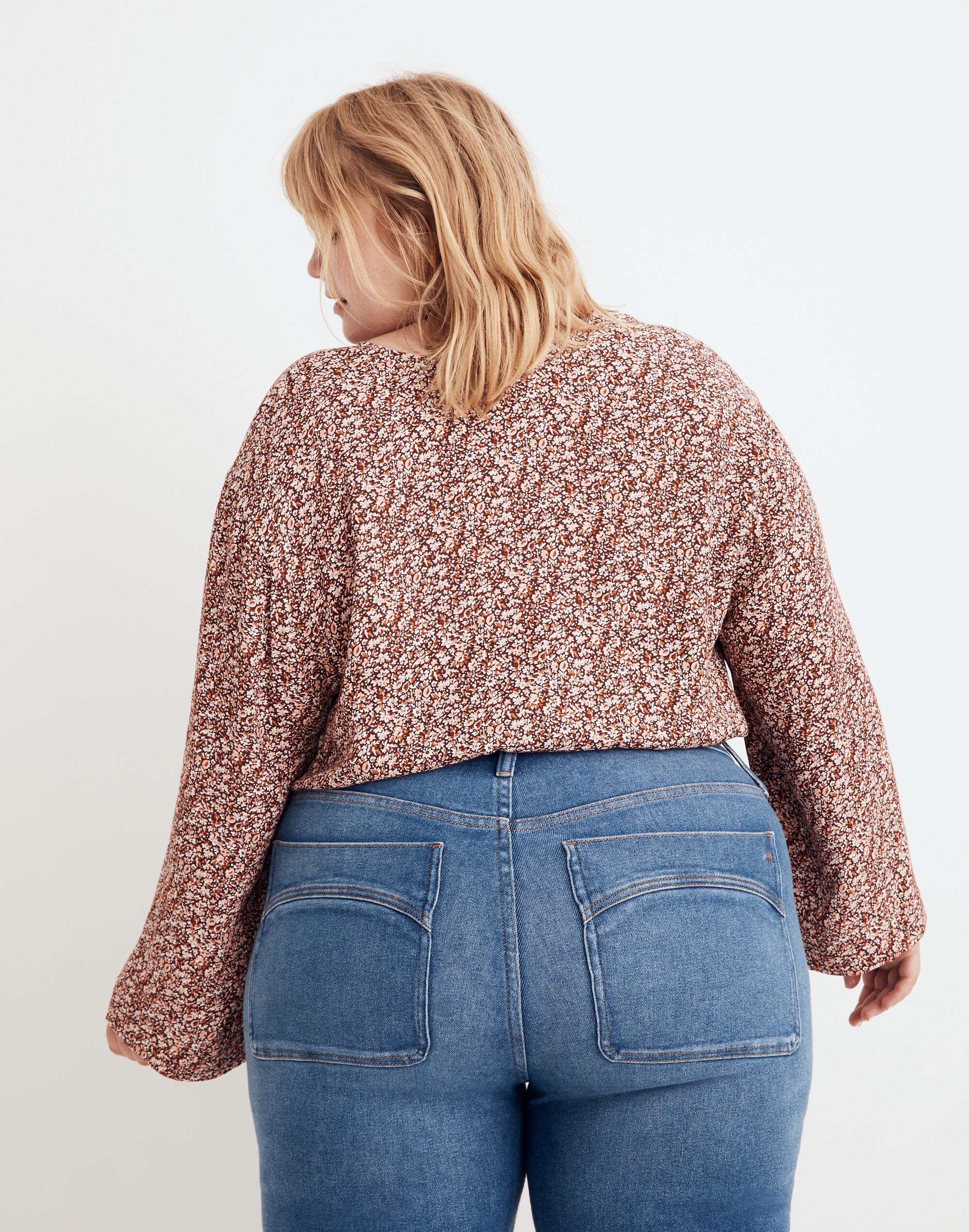 Plus Tie-Front Wrap Top in Cottage Garden