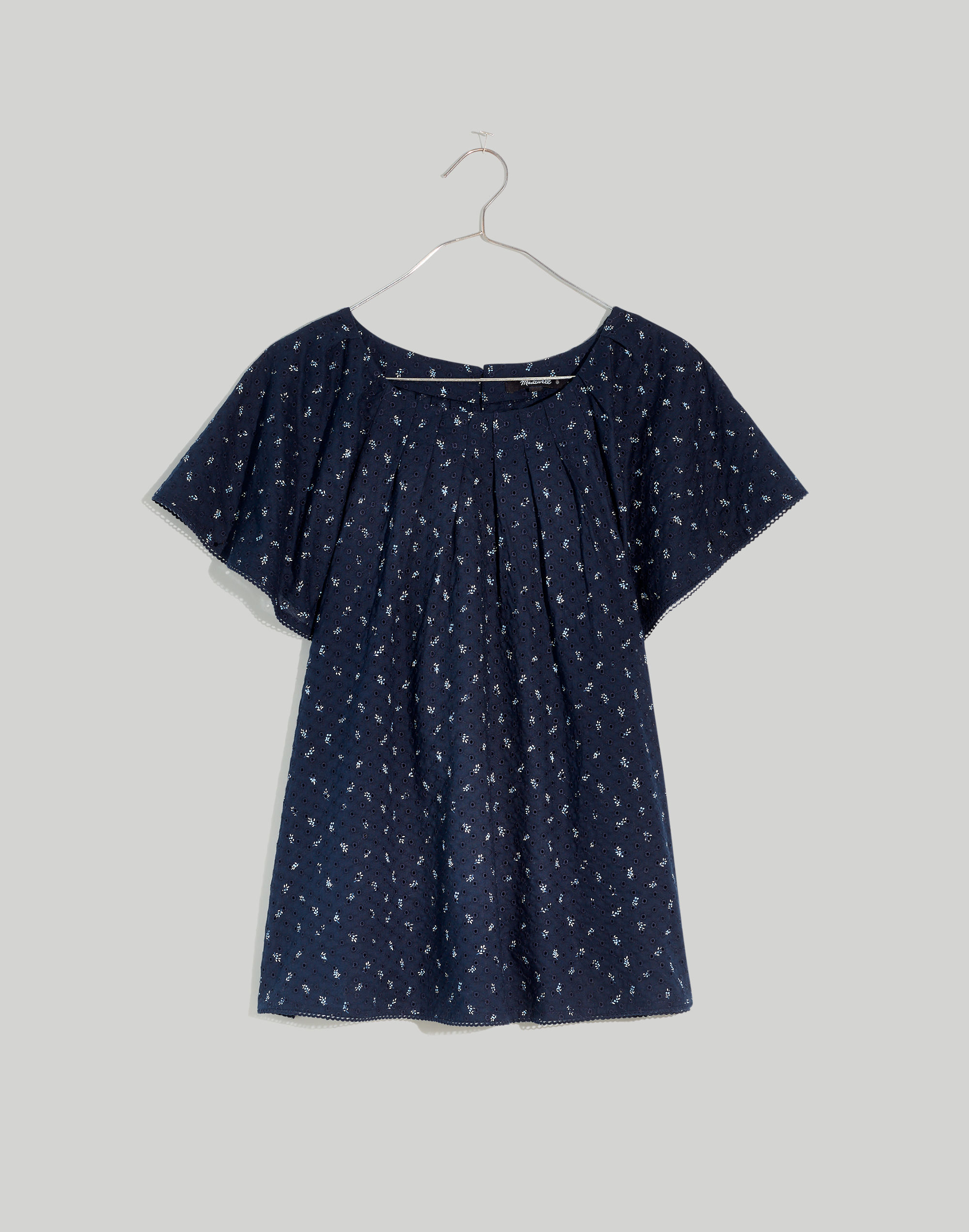 plus embroidered flutter-sleeve top in berry stems