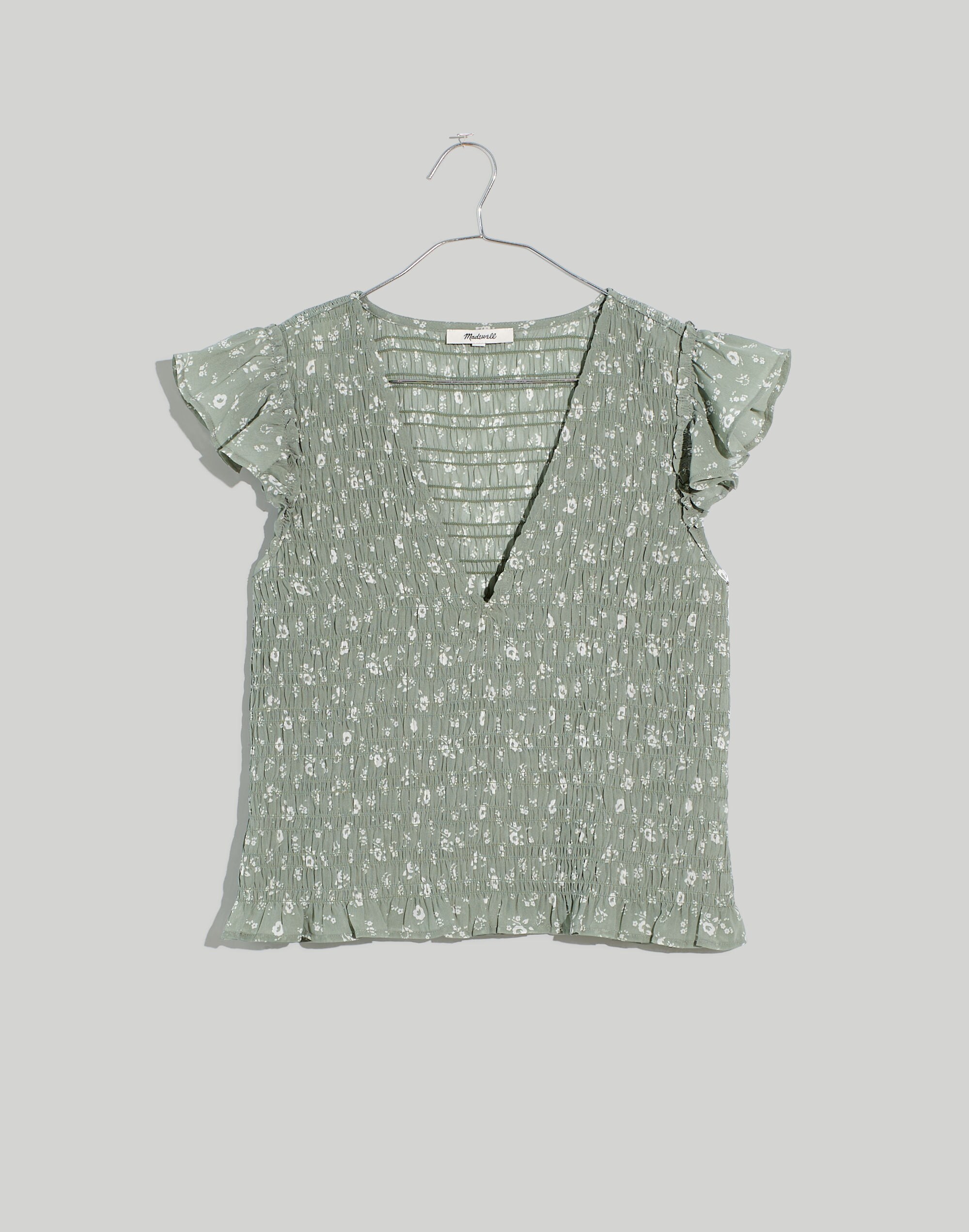 Plus Lucie V-Neck Smocked Top in Cottage Garden