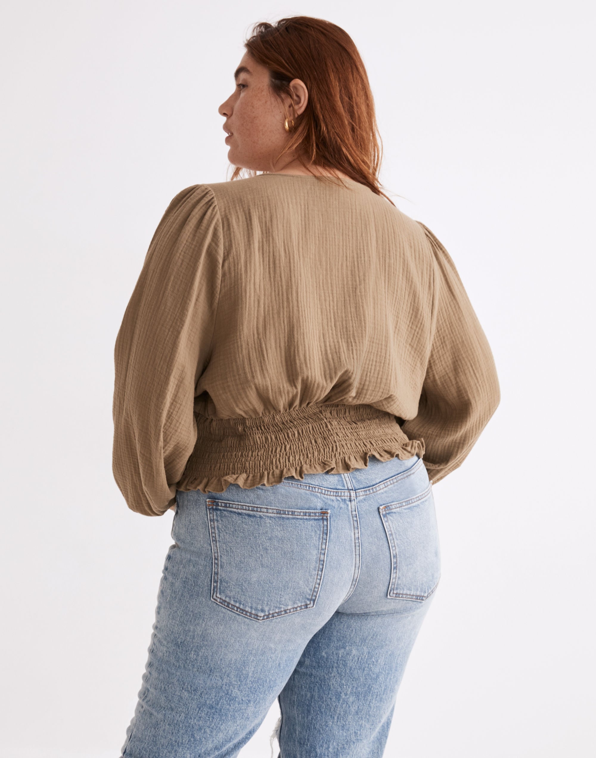 Plus Lightspun Julianne Smocked-Waist Top