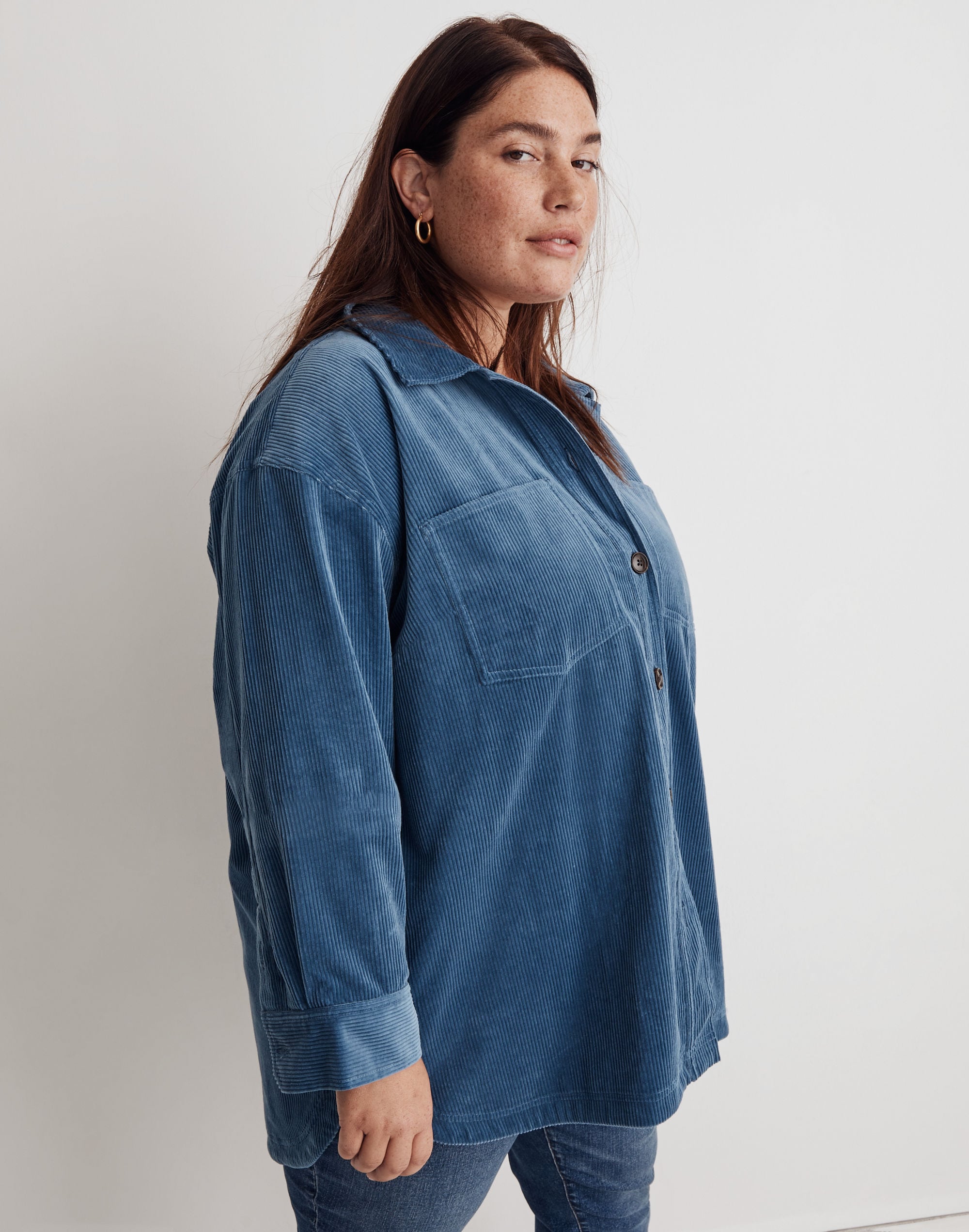 Plus Corduroy Kentwood Oversized Shirt-Jacket