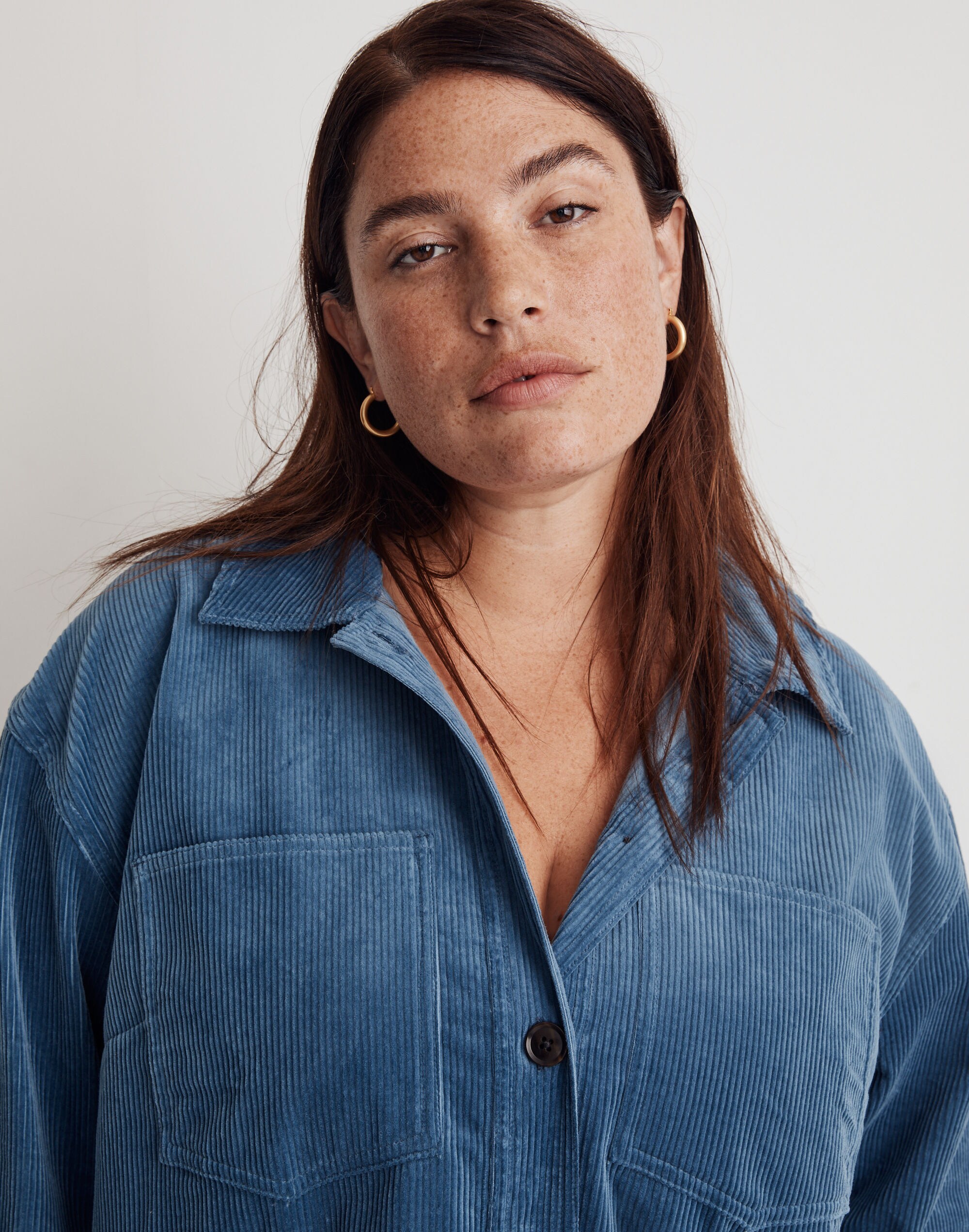 Plus Corduroy Kentwood Oversized Shirt-Jacket