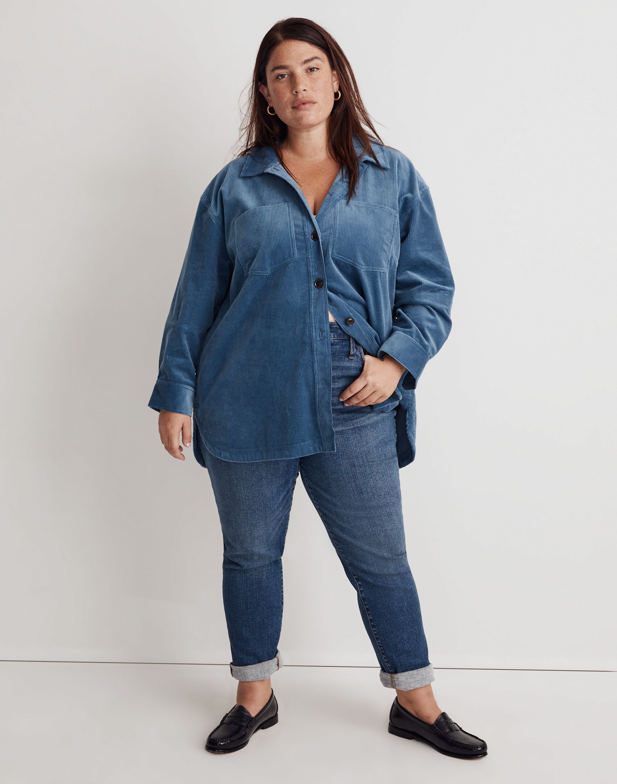 Plus Corduroy Kentwood Oversized Shirt-Jacket