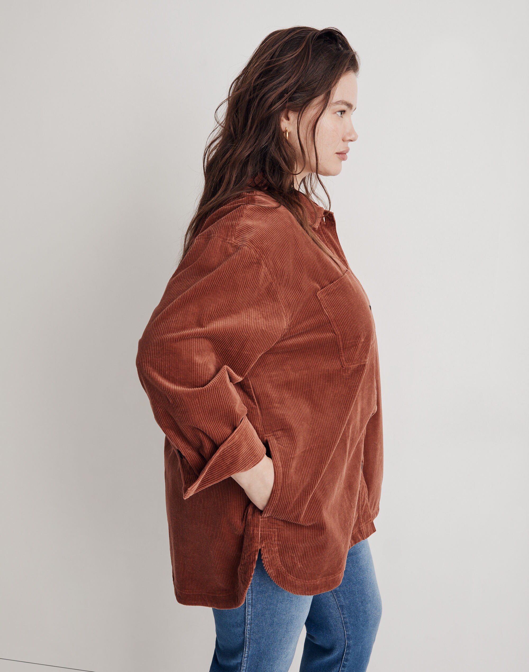 Plus Corduroy Kentwood Oversized Shirt-Jacket