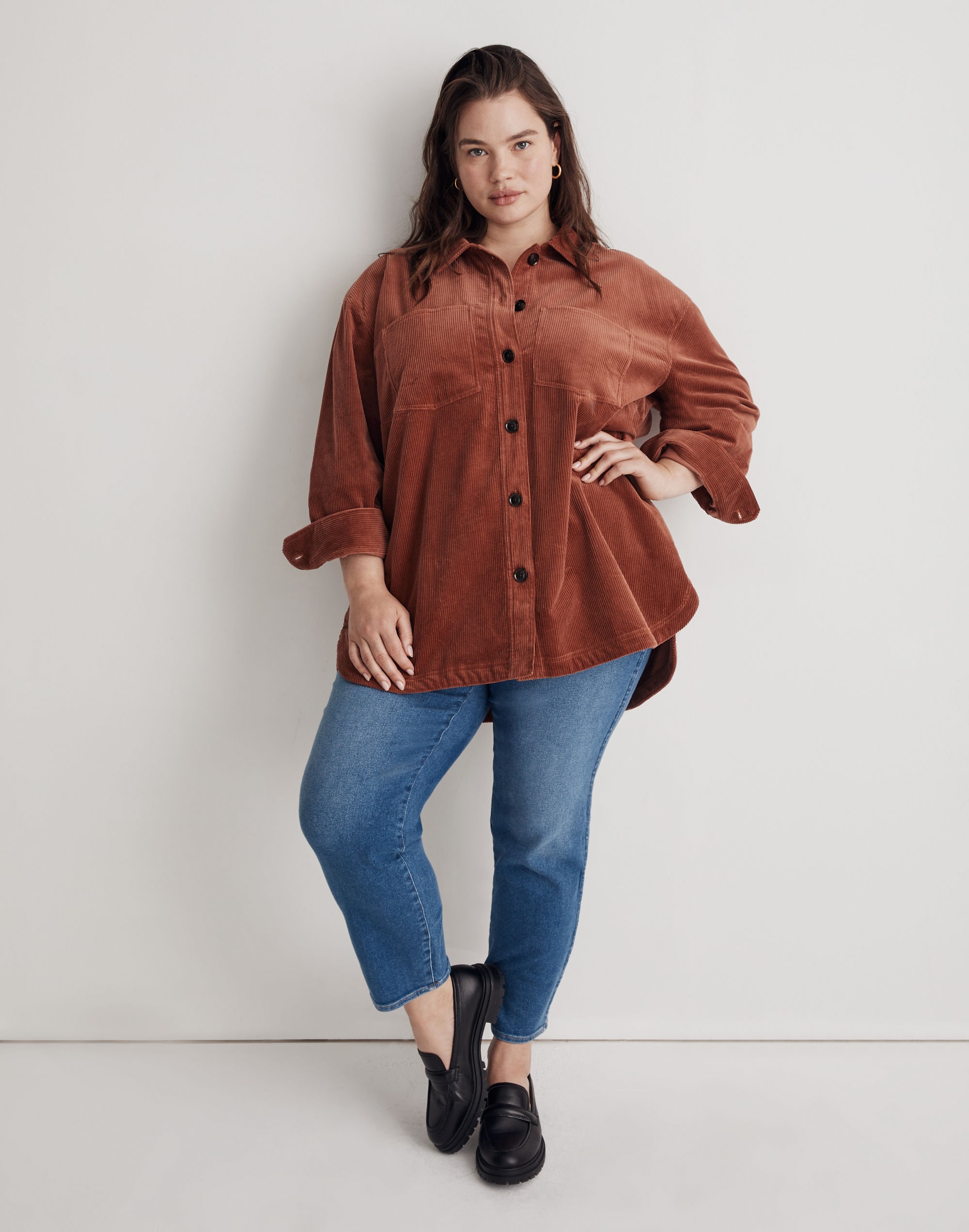 Plus Corduroy Kentwood Oversized Shirt-Jacket