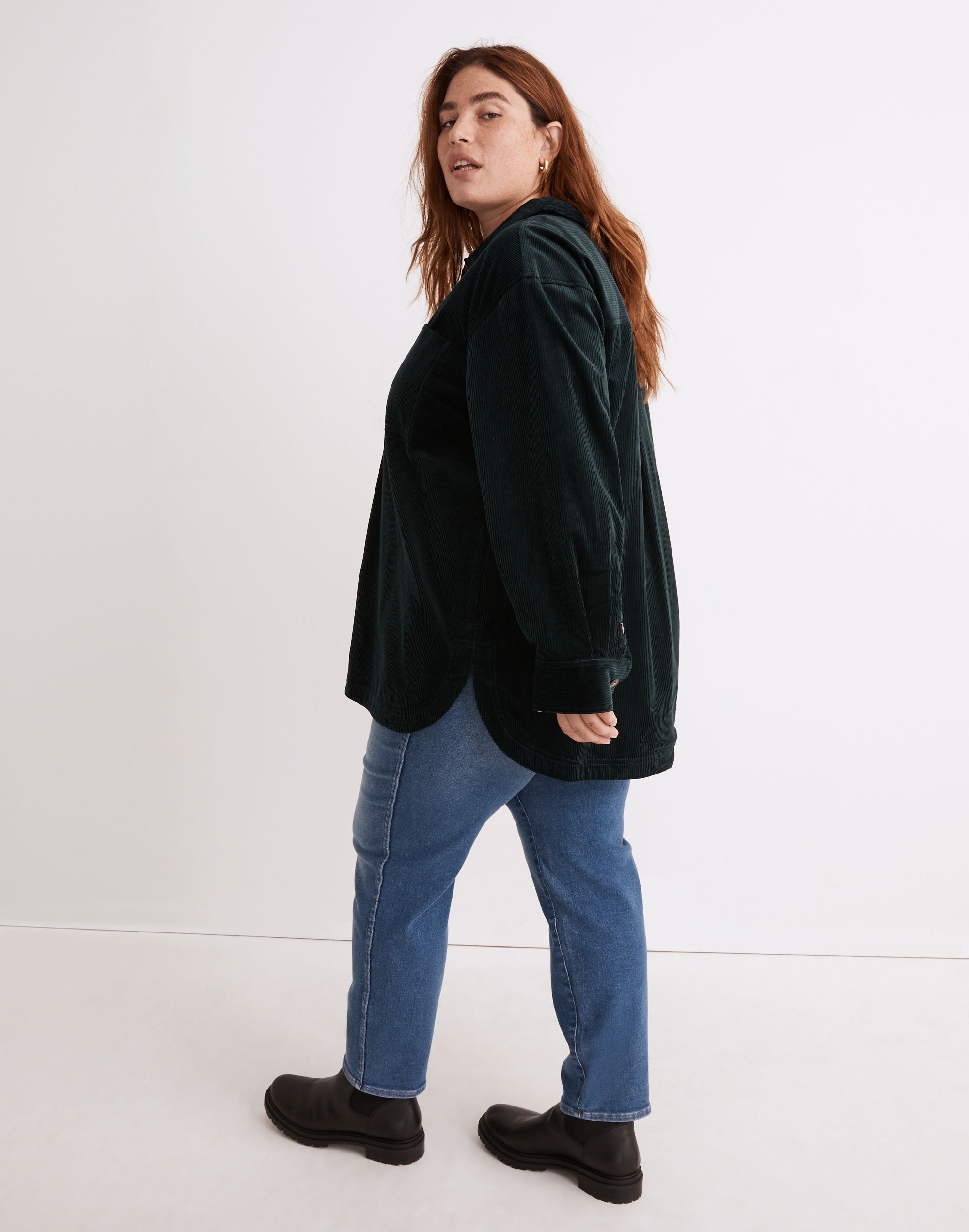 Plus Corduroy Kentwood Oversized Shirt-Jacket