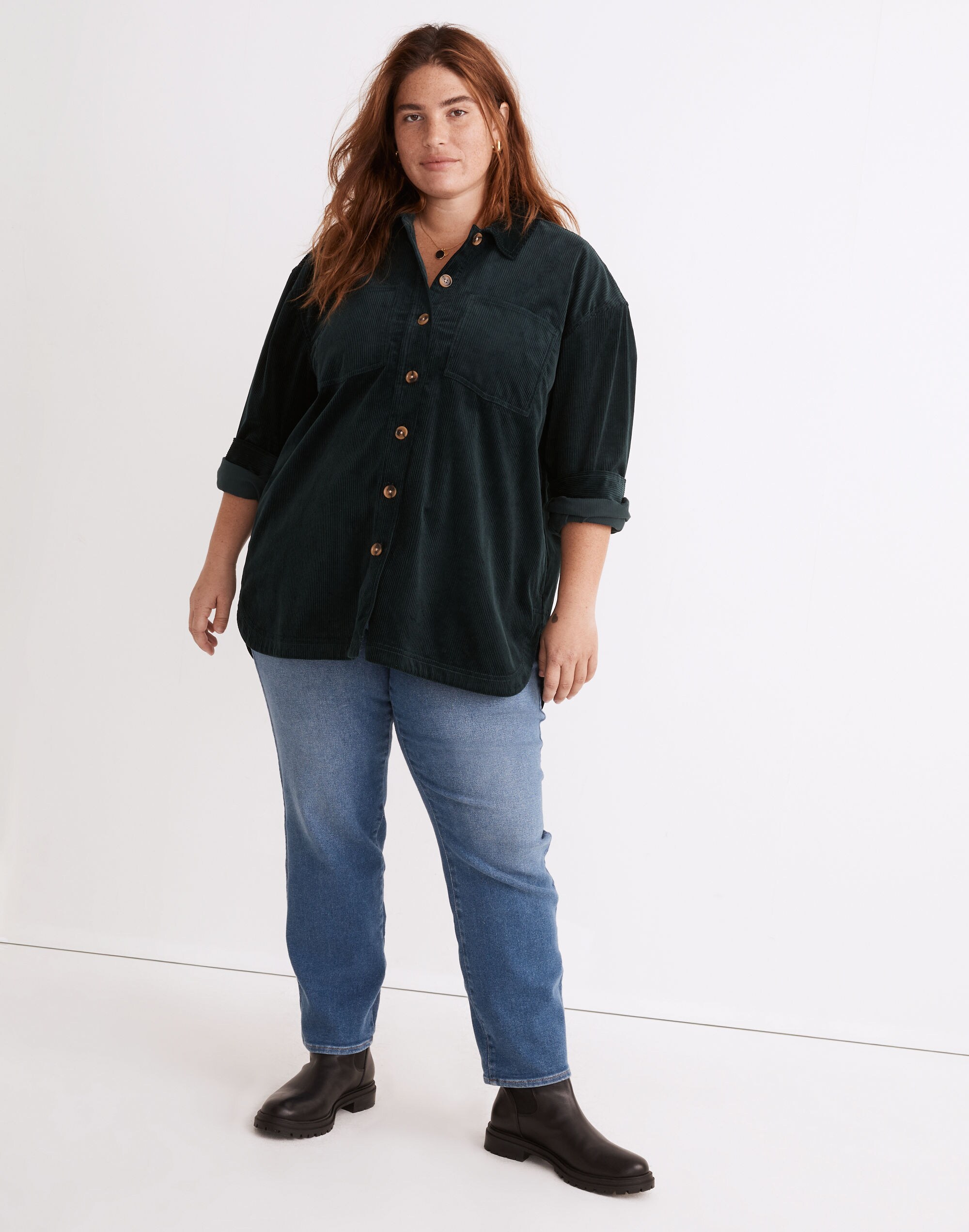 Plus Corduroy Kentwood Oversized Shirt-Jacket