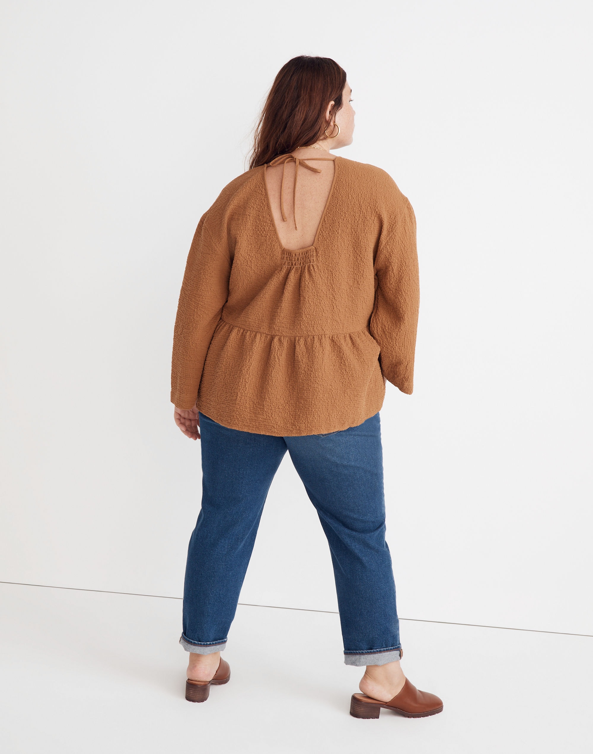 plus peplum open-back top