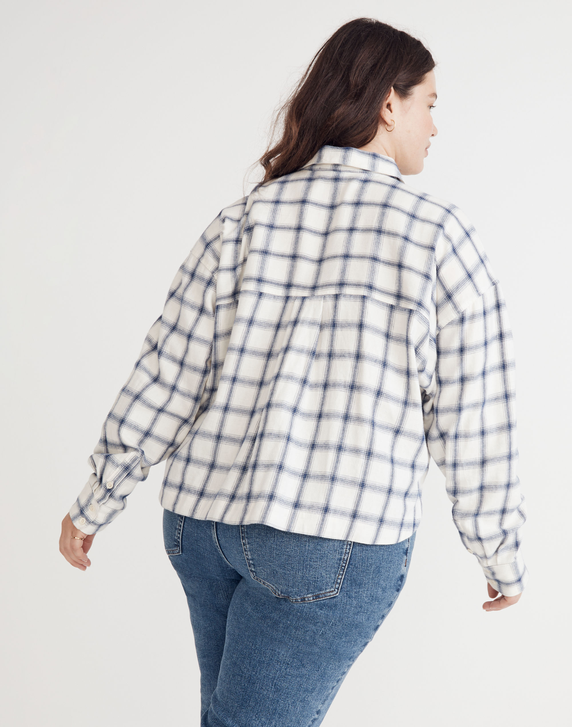 Plus Flannel Hartfield Crop Shirt in Windowpane