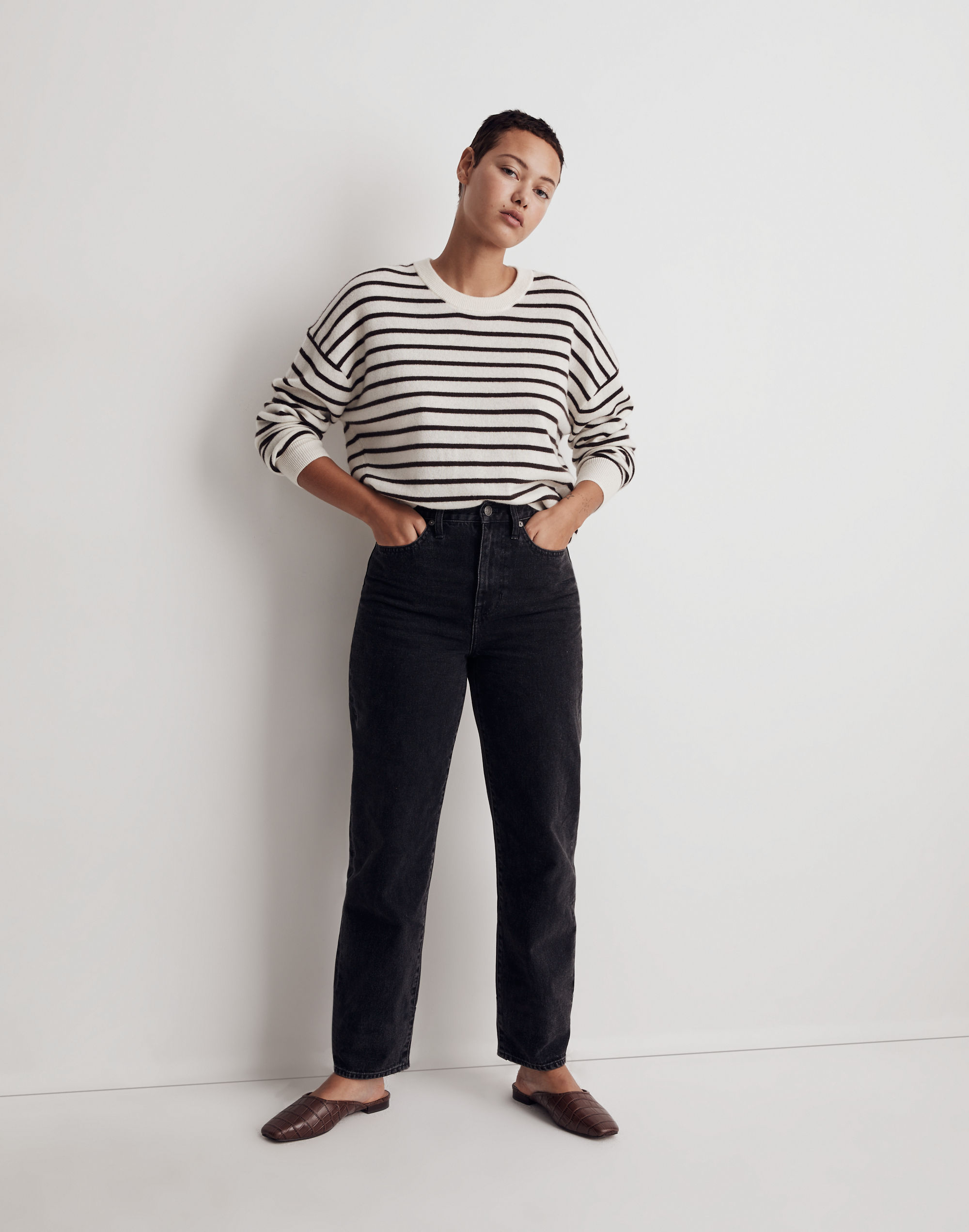 (re)sponsible cashmere relaxed sweater in stripe