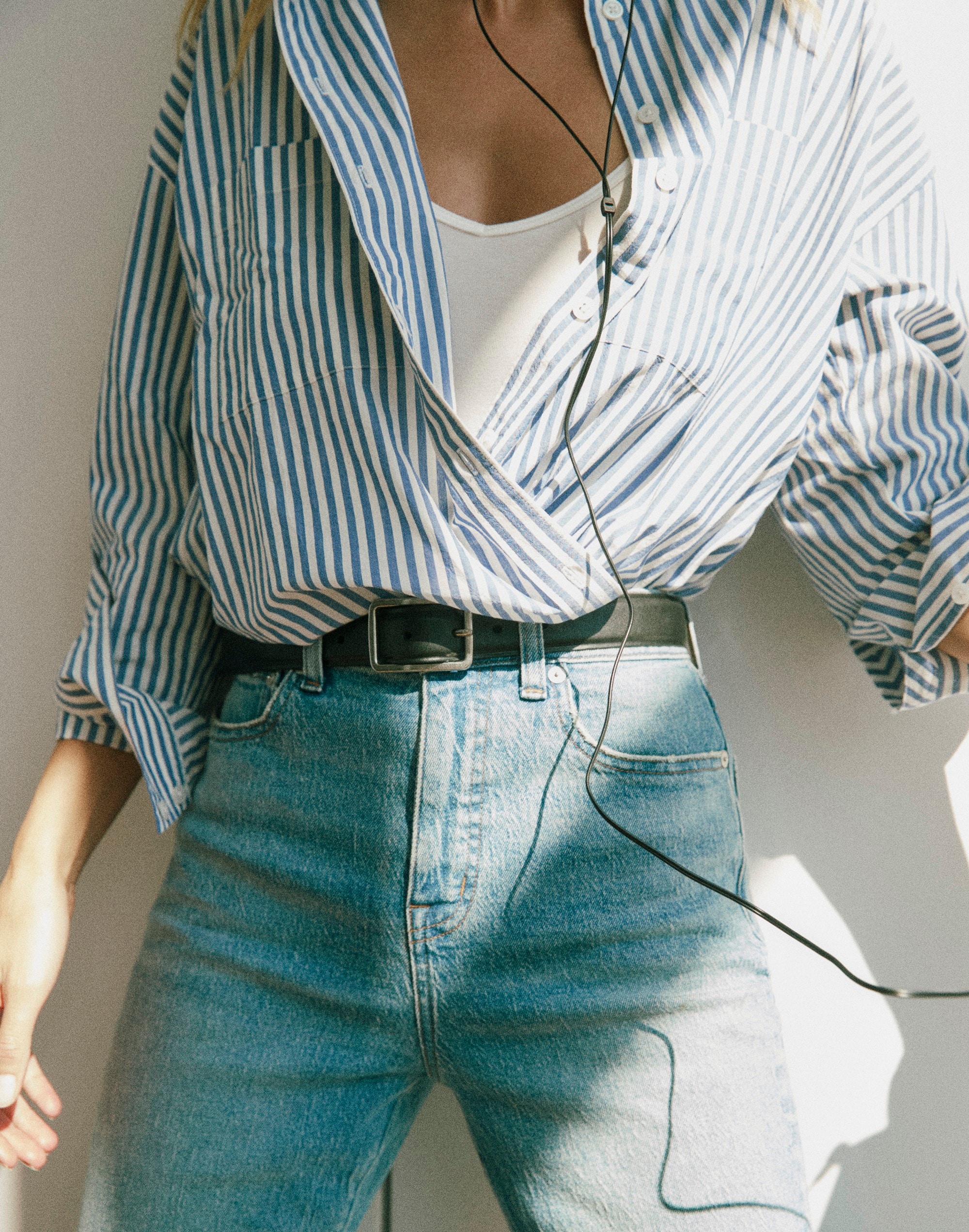 Square-Buckle Leather Belt