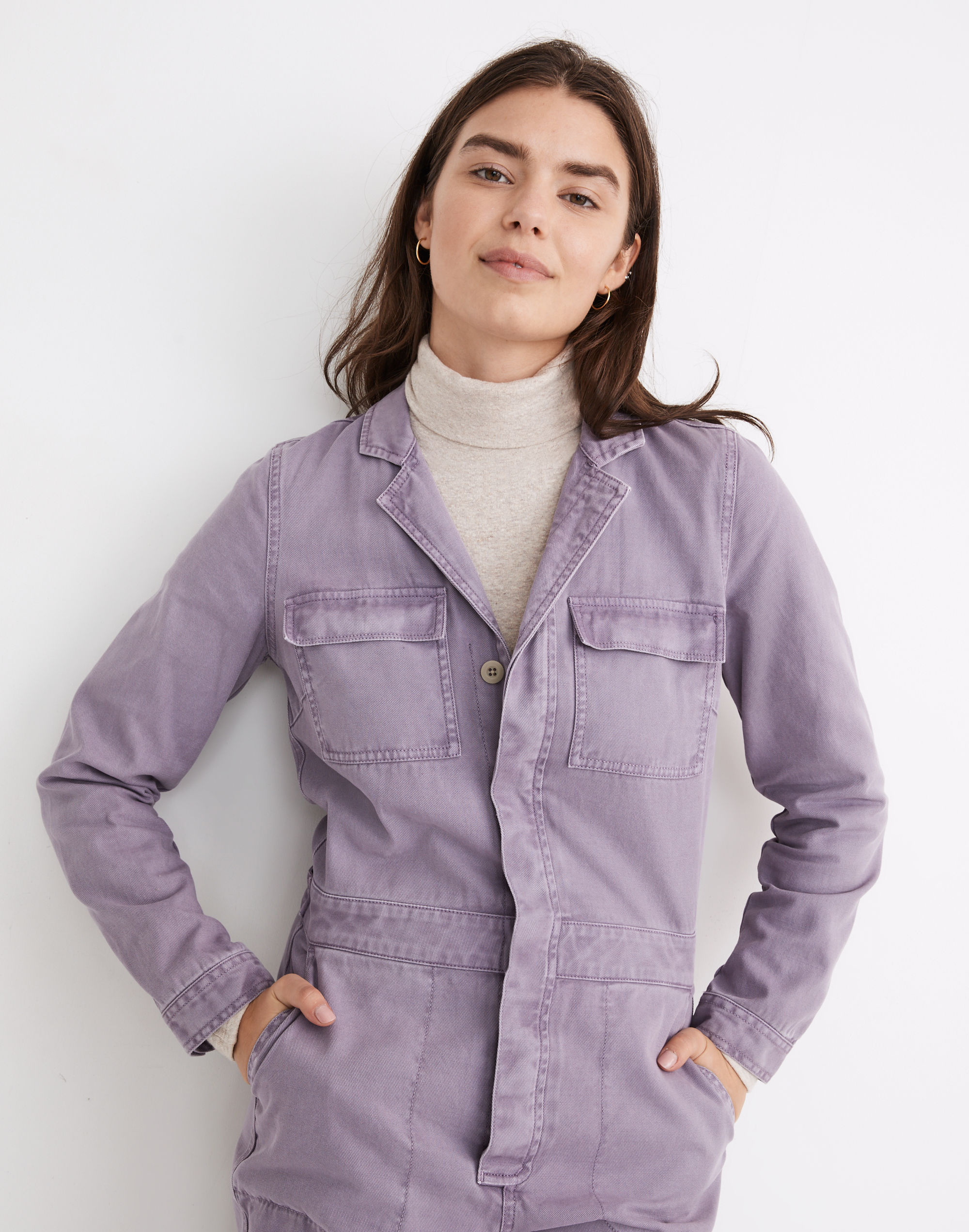 Curvy Garment-Dyed Signature Coverall Jumpsuit