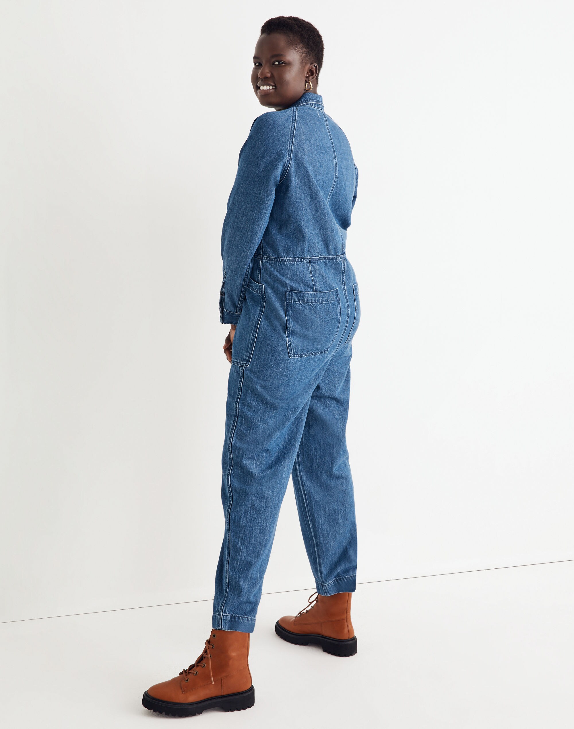 Curvy Denim Zip-Front Coverall Jumpsuit | Madewell