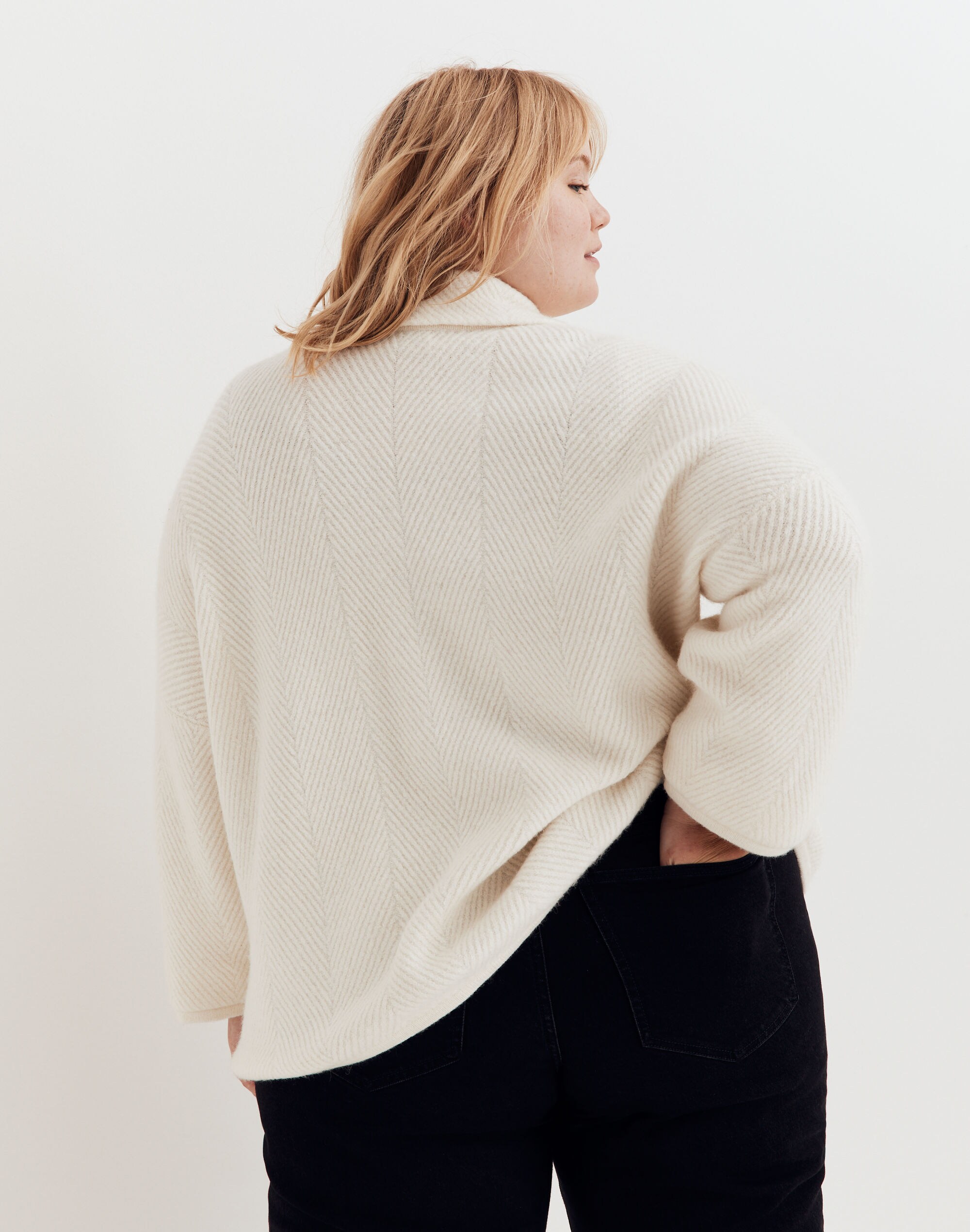 Plus Herringbone Sweater Blazer