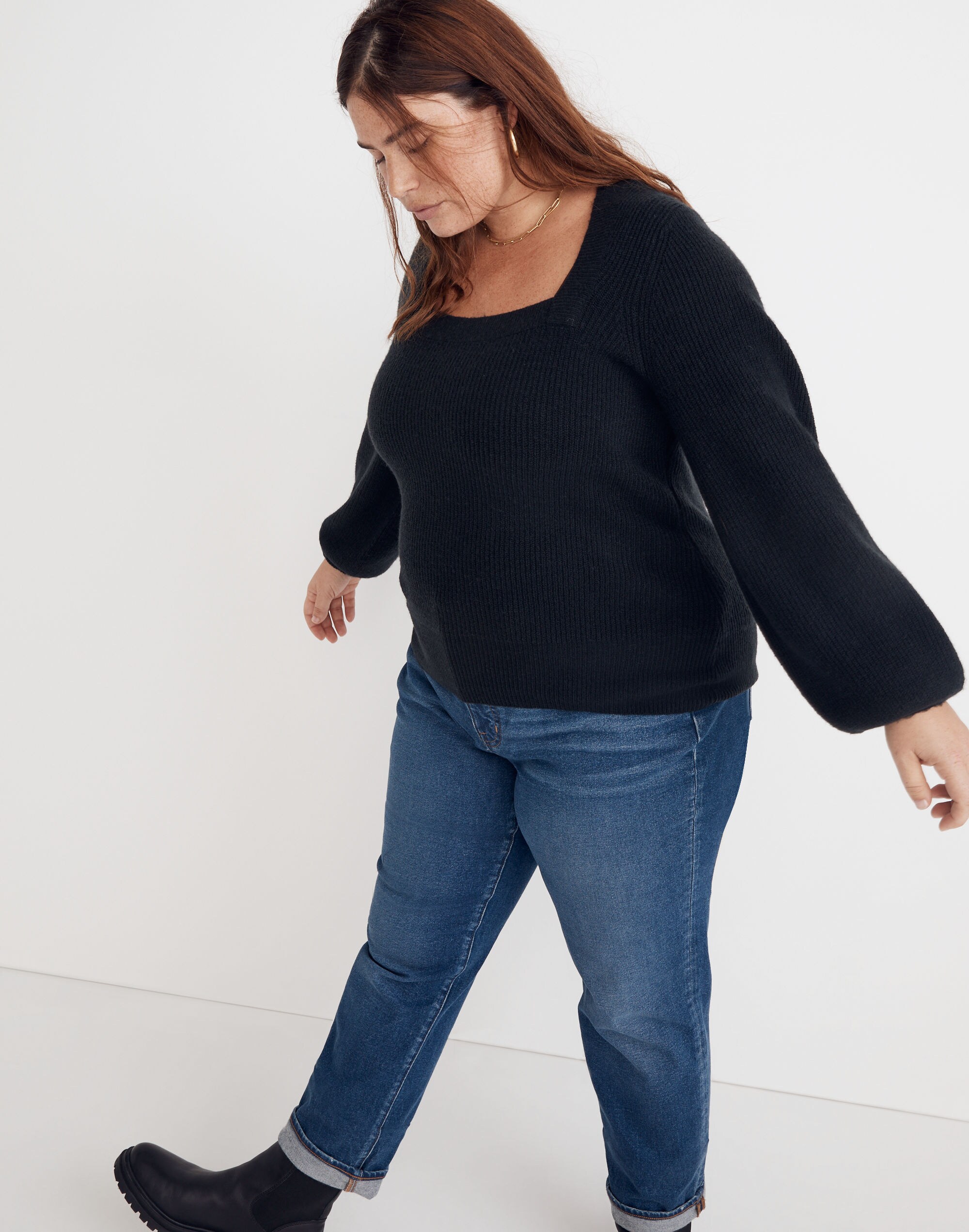 Plus Melwood Square-Neck Pullover Sweater in Coziest Yarn