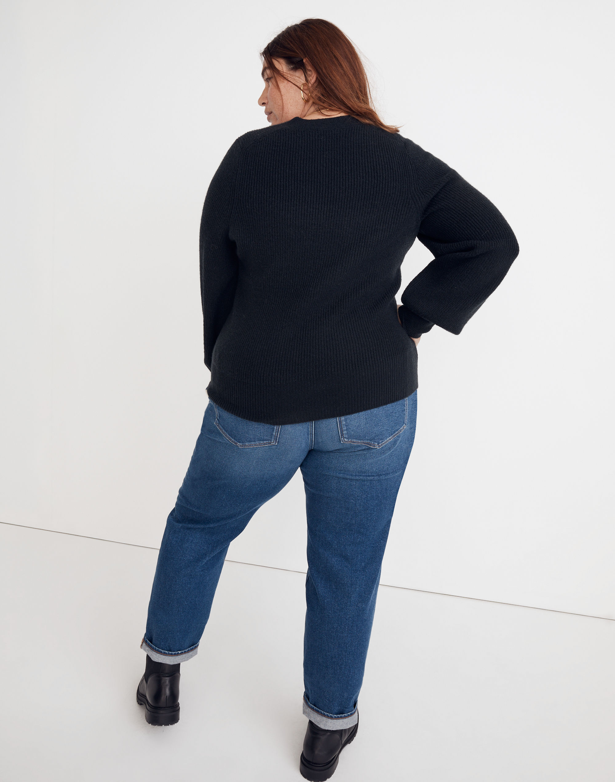 plus melwood square-neck pullover sweater in coziest yarn