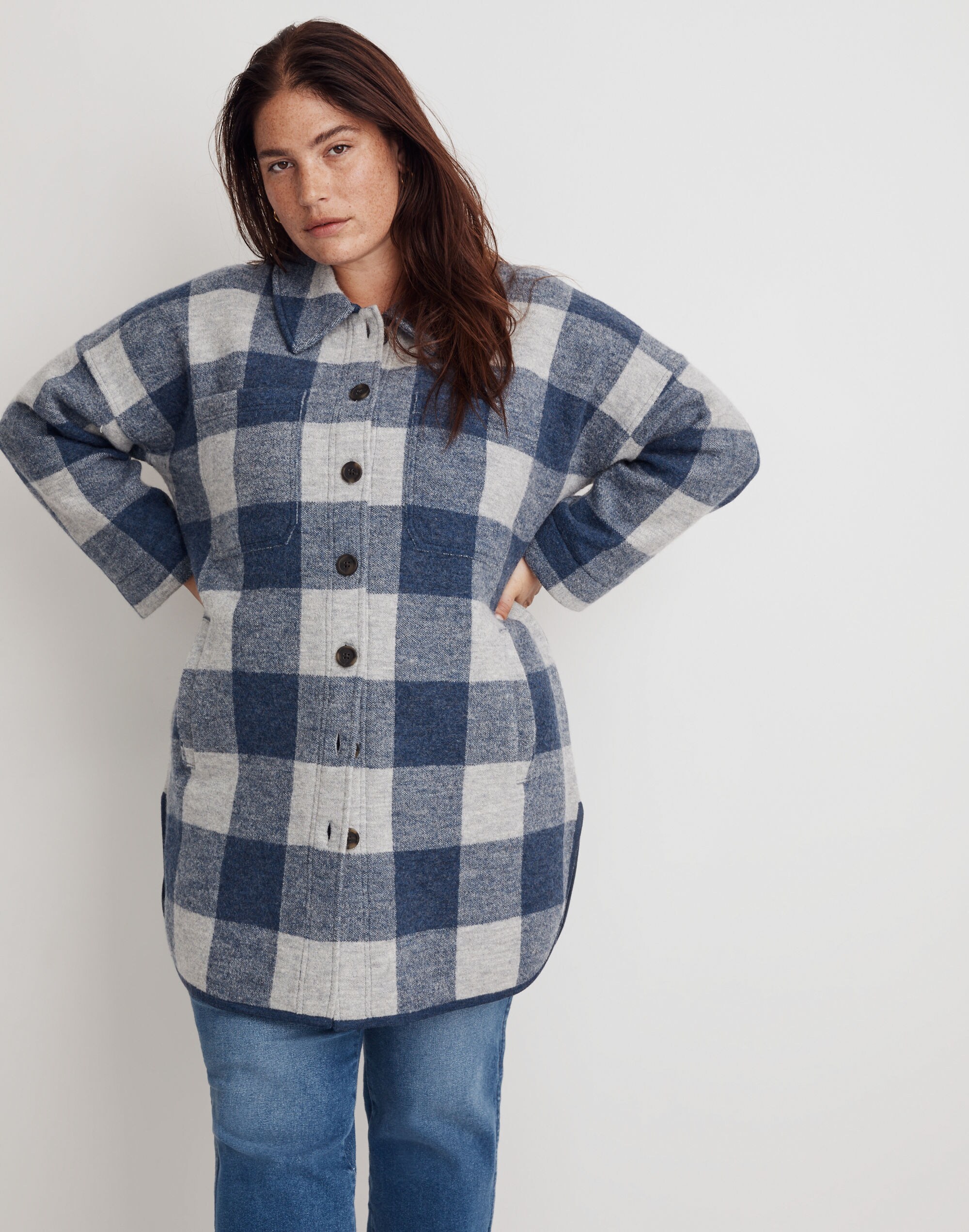Plus (Re)sponsible Boiled Wool Sweater Jacket in Buffalo Check