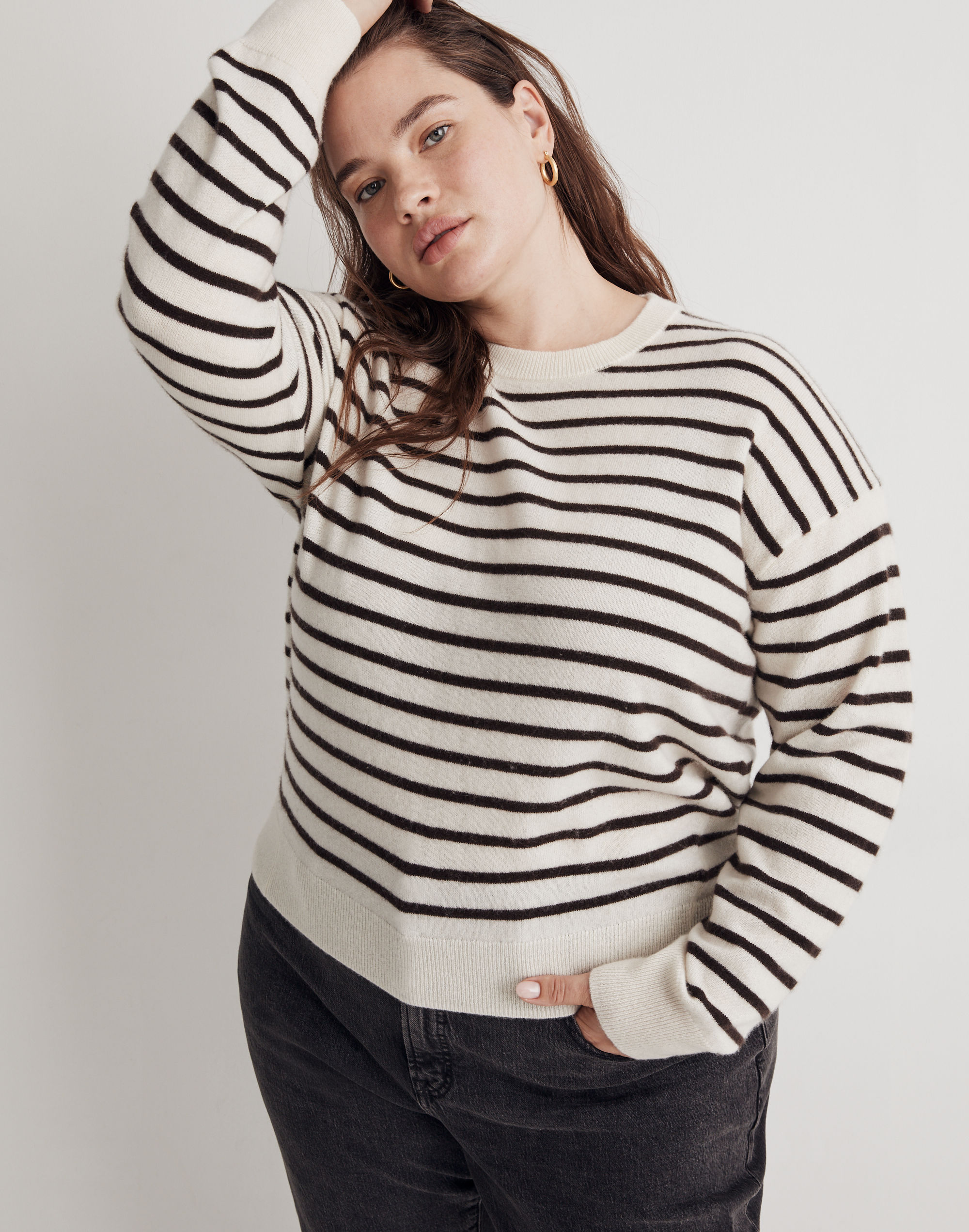 Plus (Re)sponsible Cashmere Relaxed Sweater in Stripe