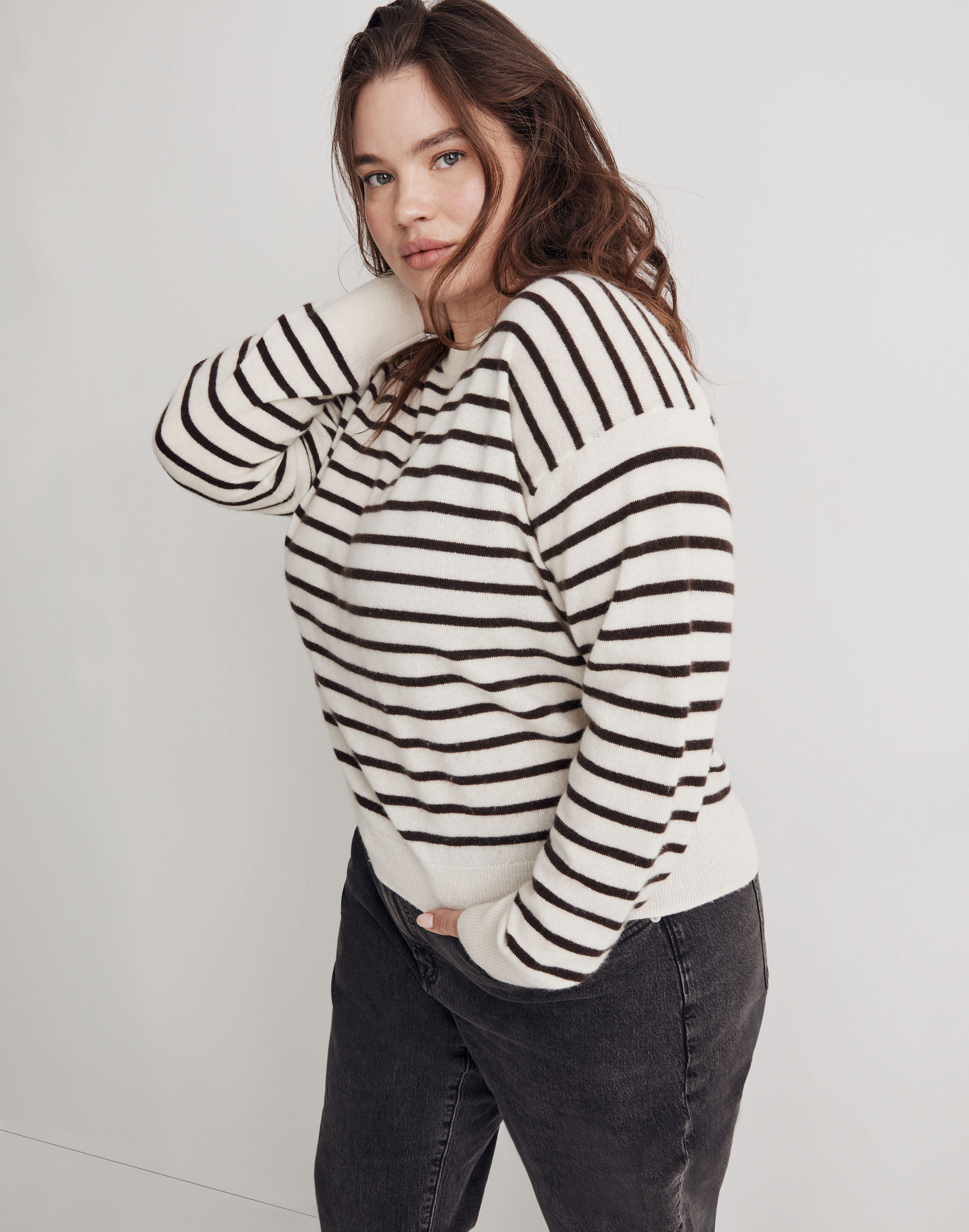 Plus (Re)sponsible Cashmere Relaxed Sweater in Stripe