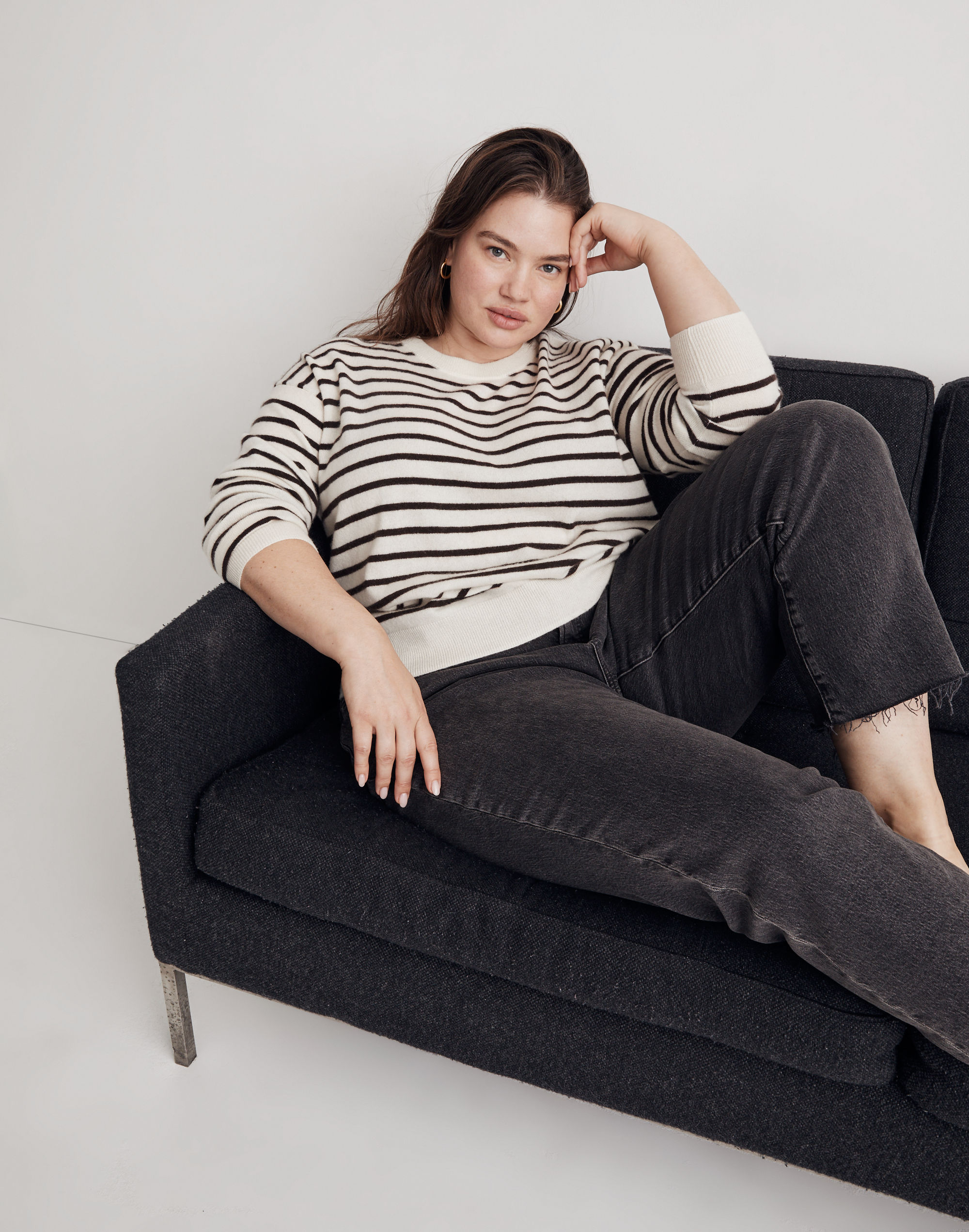 Plus (Re)sponsible Cashmere Relaxed Sweater in Stripe