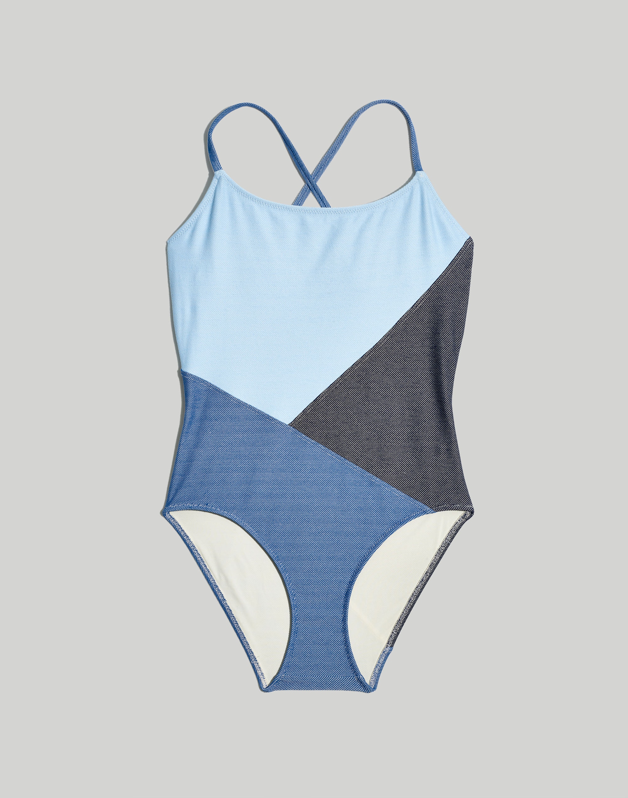 Madewell x Solid &amp; Striped&reg; Patchwork Denim Gabby One-Piece Swimsuit
