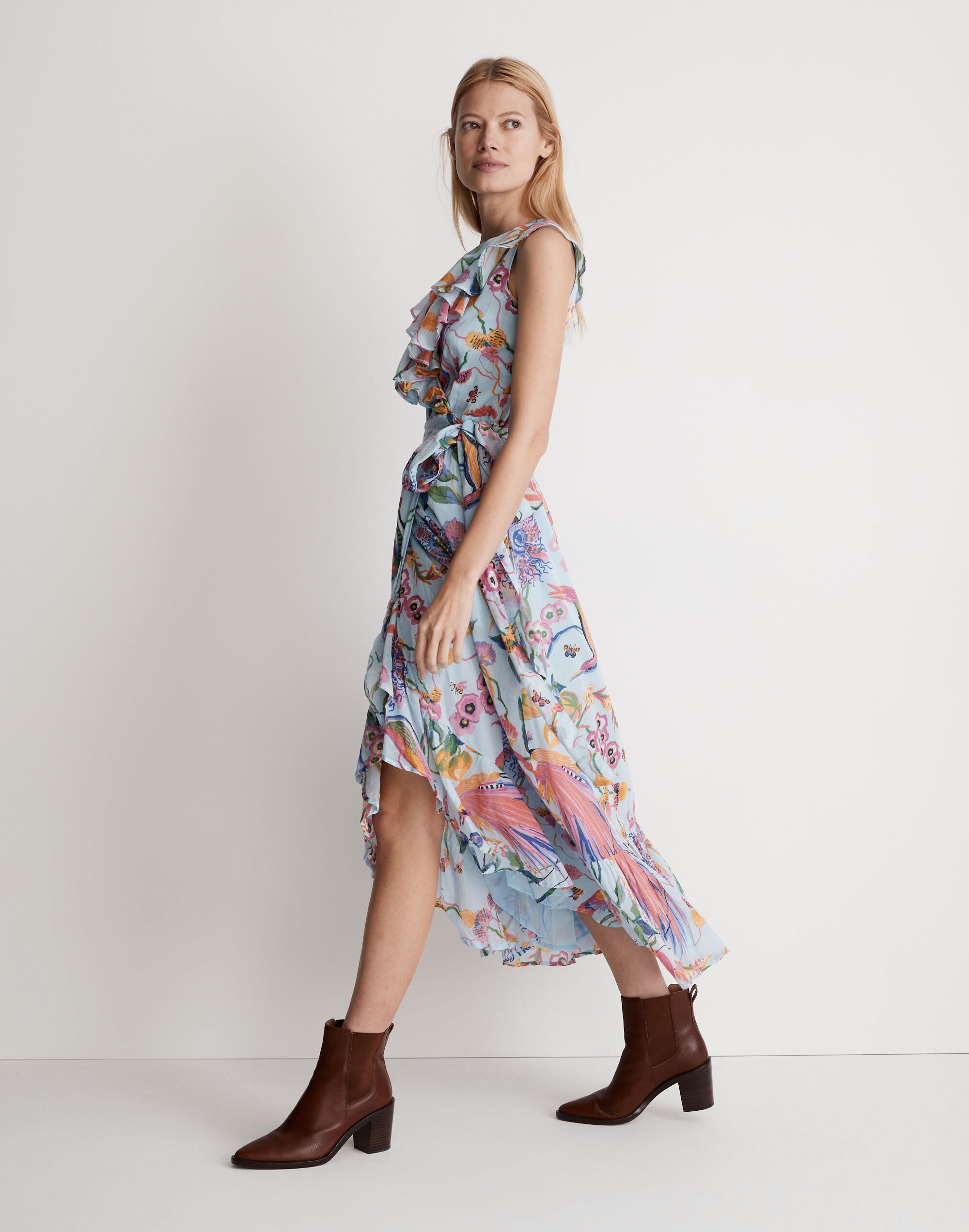 Banjanan Eris Wrap Midi Dress in Melodic Floral