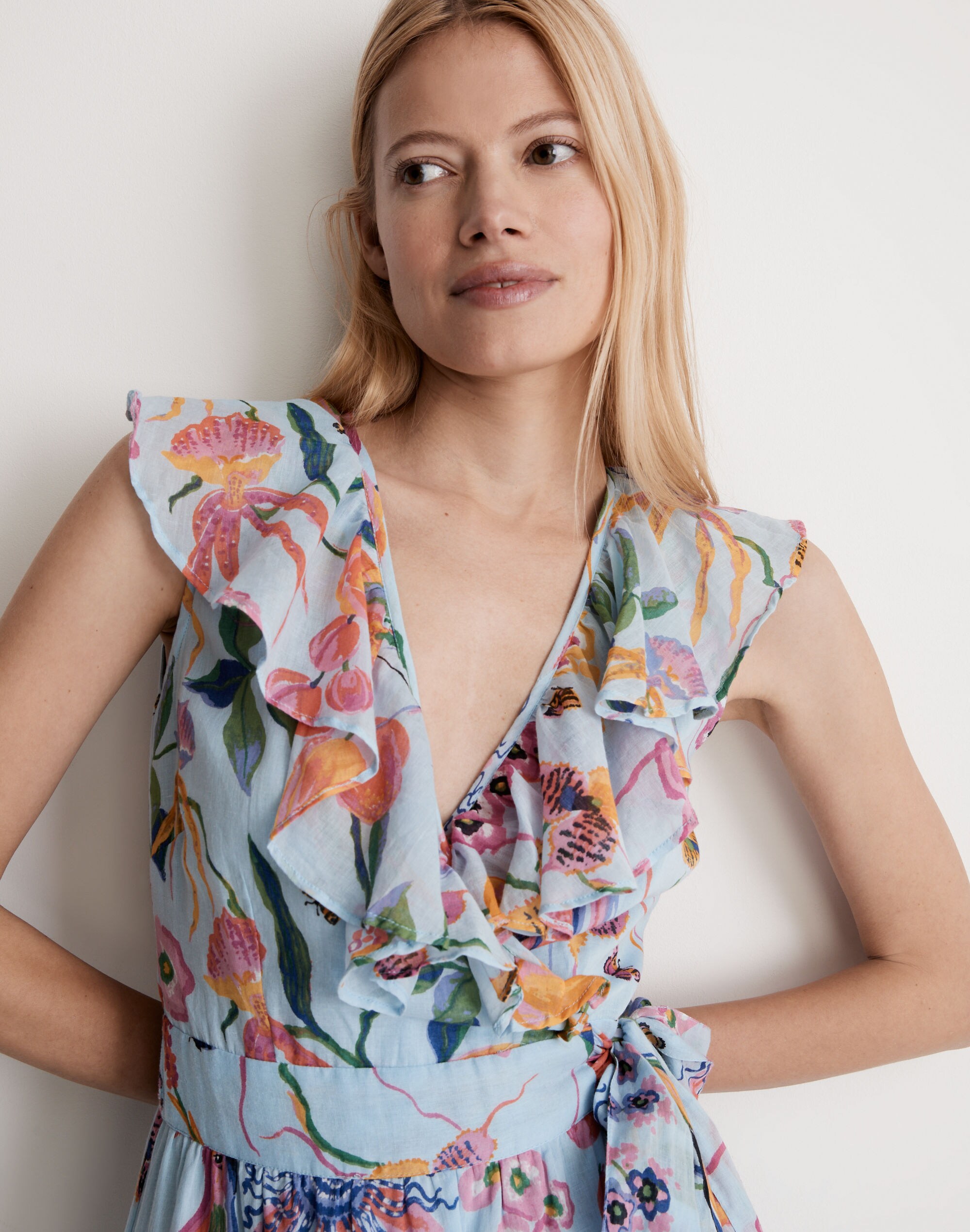 Banjanan Eris Wrap Midi Dress in Melodic Floral