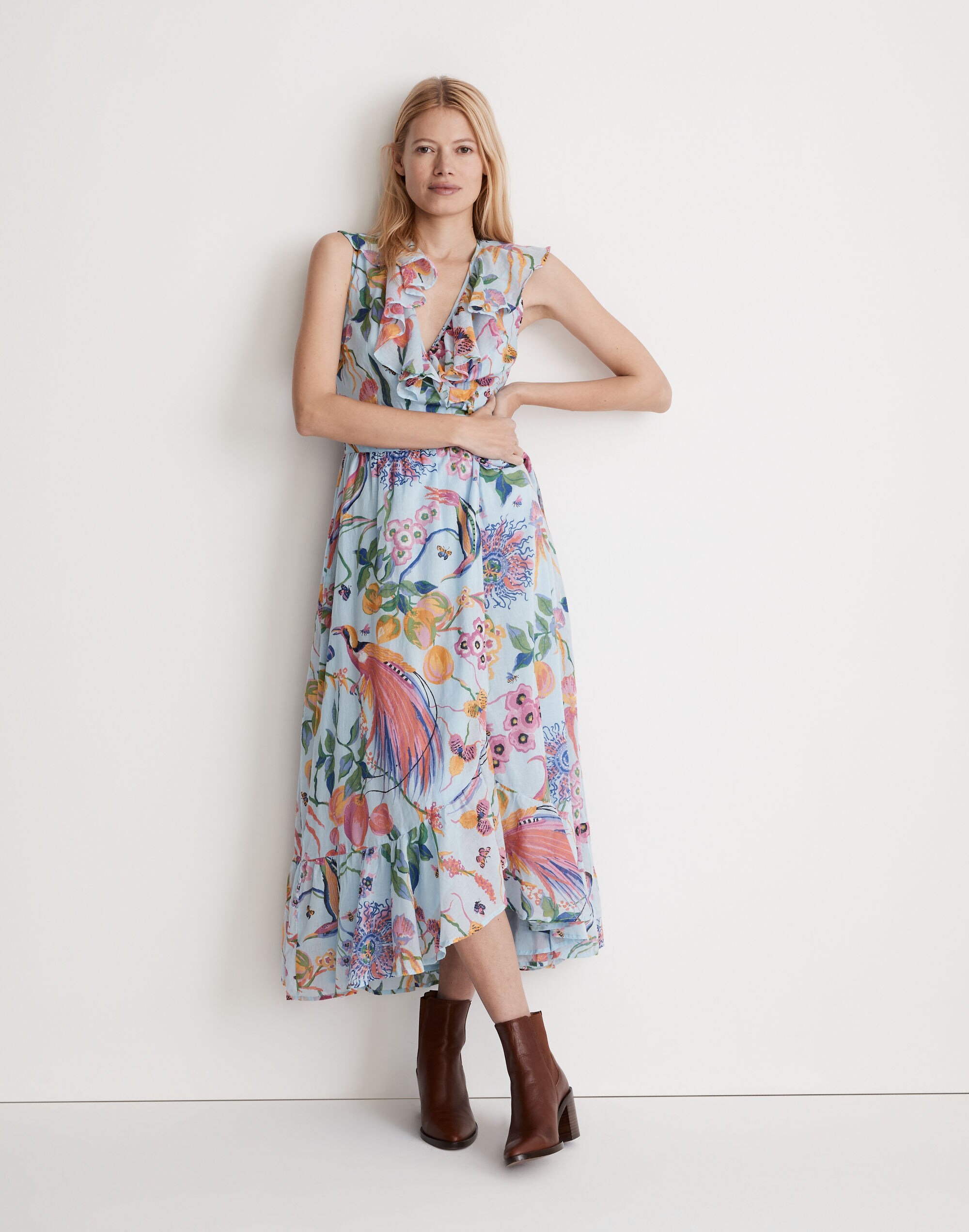 Banjanan Eris Wrap Midi Dress in Melodic Floral
