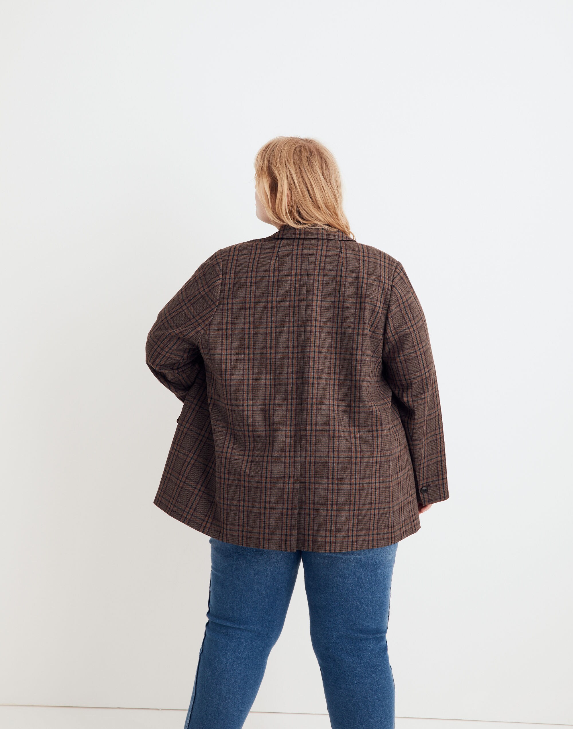 Plus Caldwell Double-Breasted Blazer in Hedden Plaid