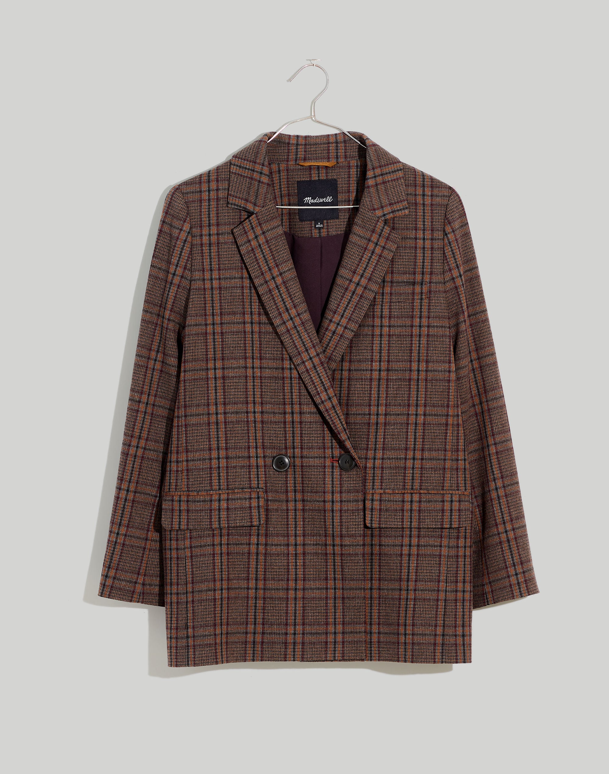 Plus Caldwell Double-Breasted Blazer in Hedden Plaid