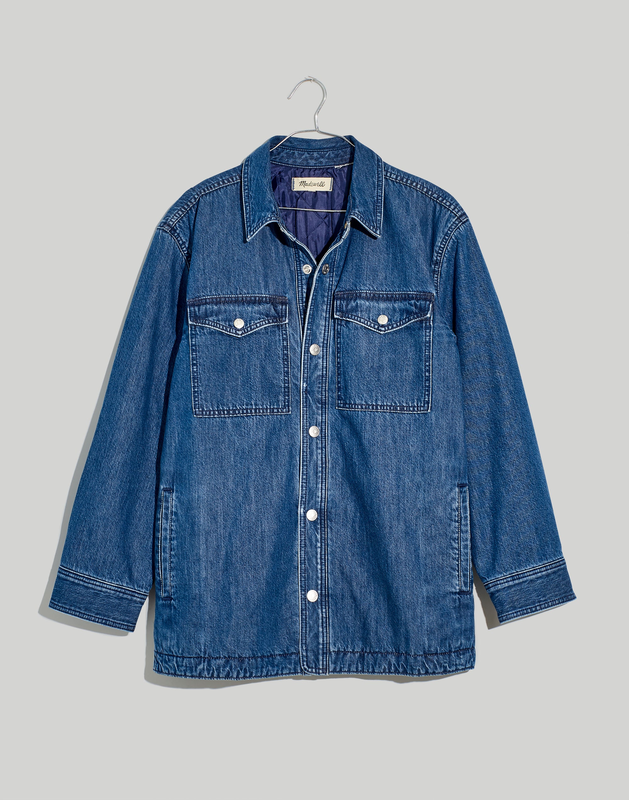 Plus Quilted-Lining Denim Shirt-Jacket