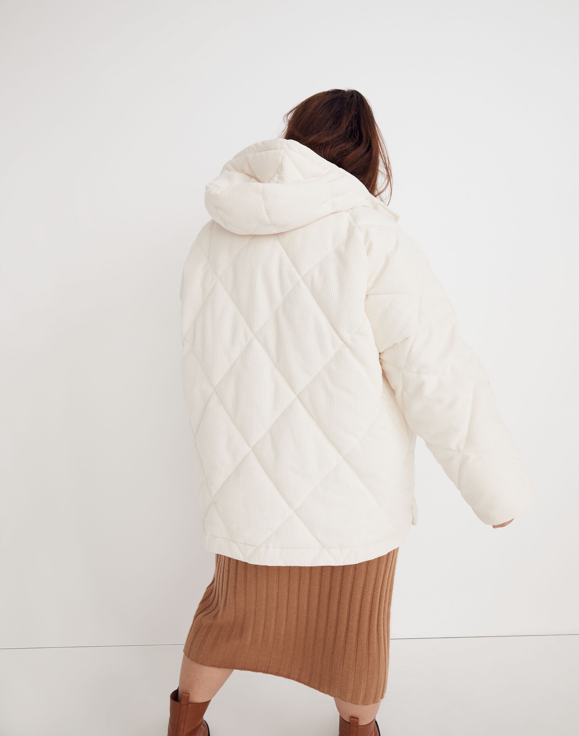 Plus Corduroy Holland Quilted Puffer Parka