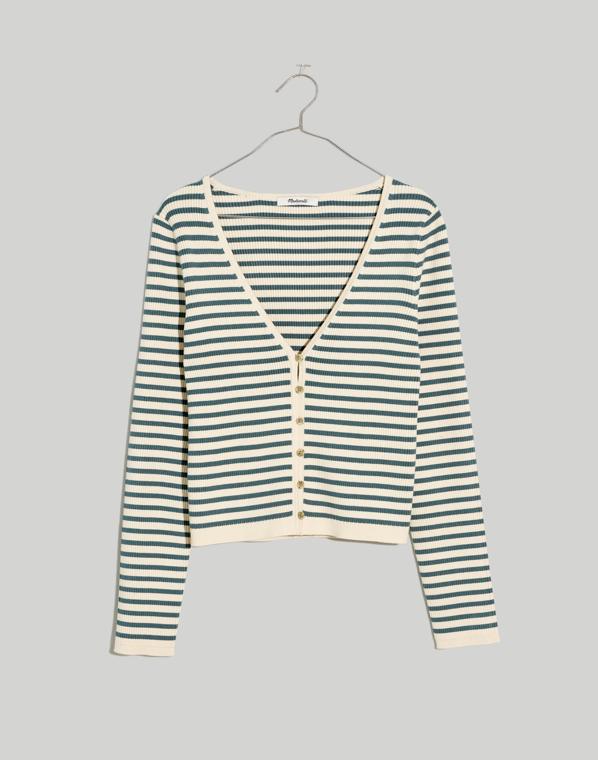 Carmon Crop Cardigan Sweater in Stripe
