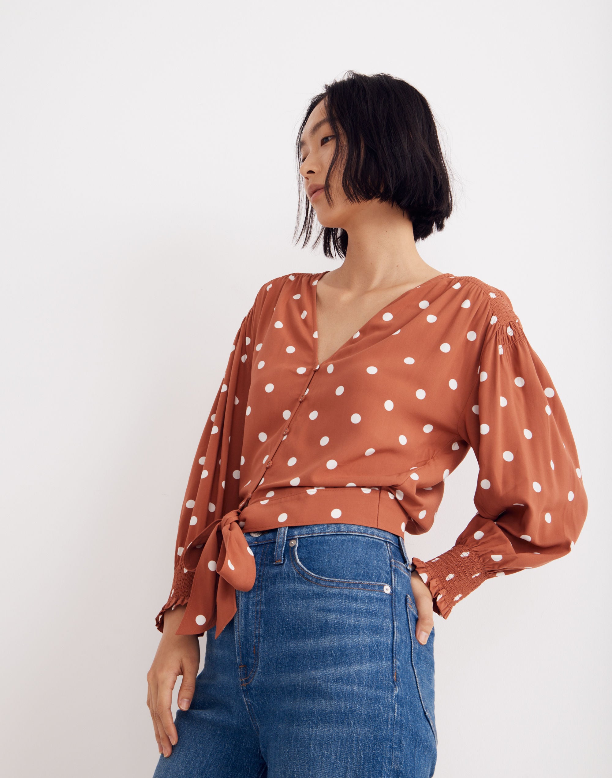 Tie-Front Top in Dot