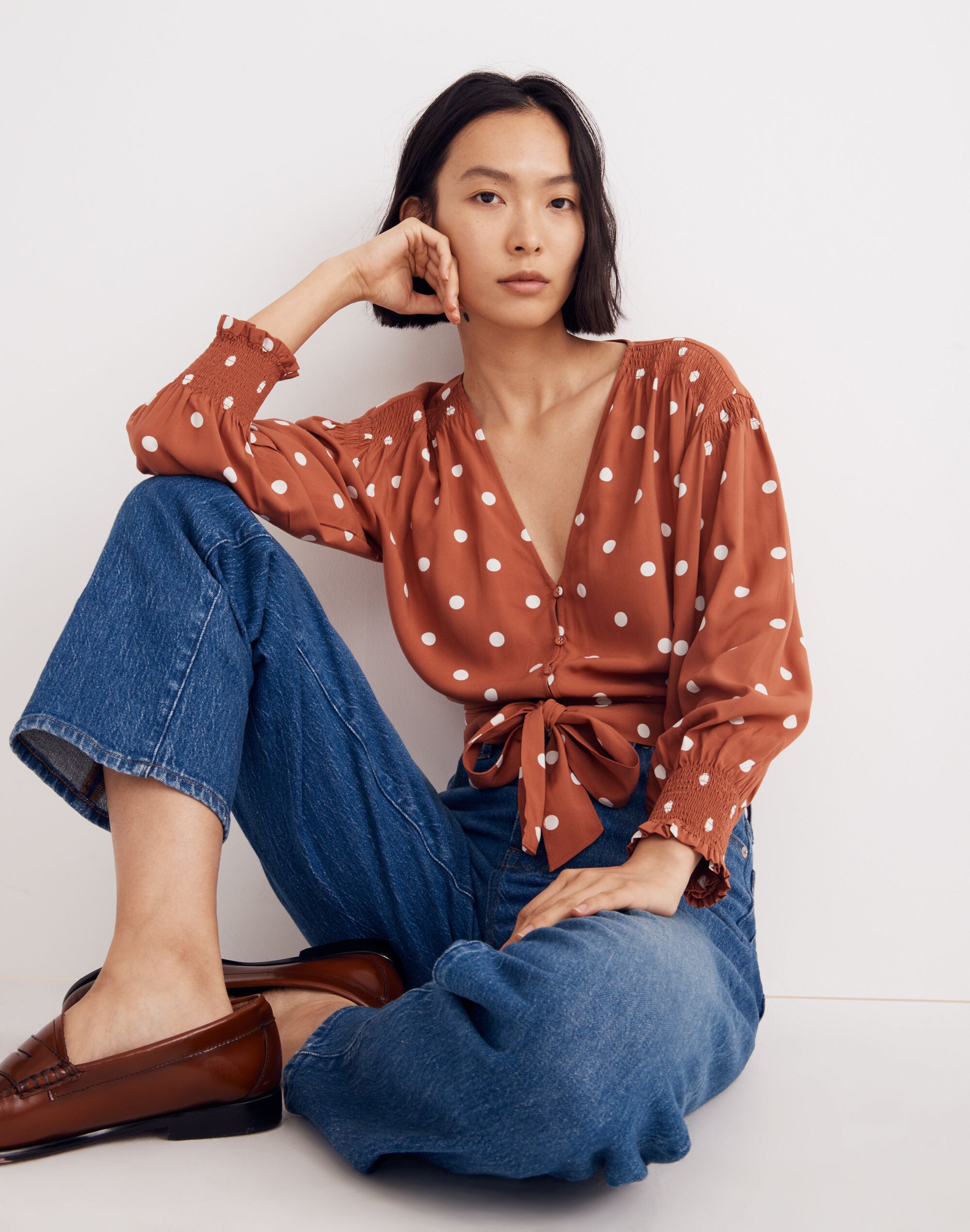 Tie-Front Top in Dot