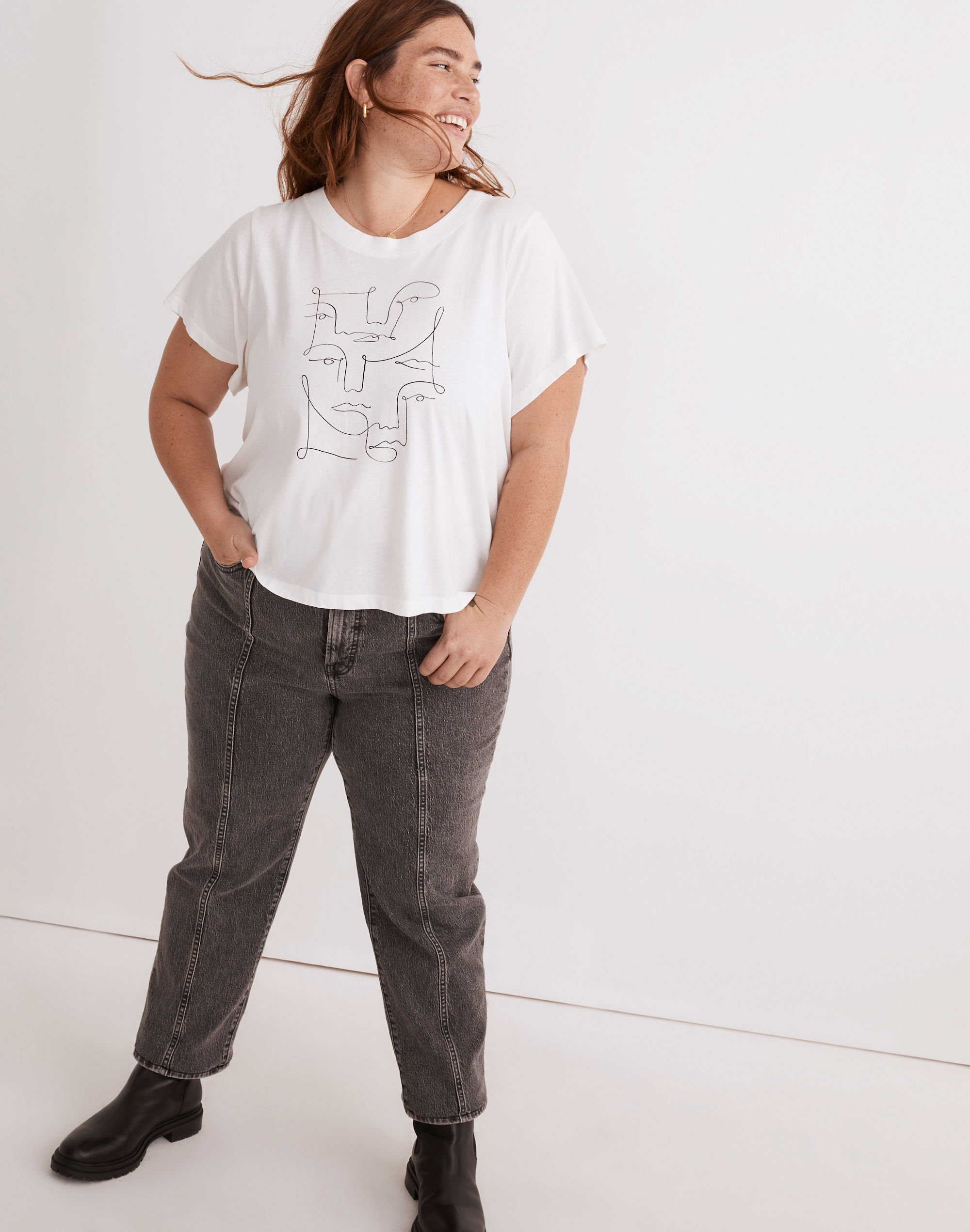 Plus Madewell x Kit Agar Softfade Cotton Lakeshore Crop Tee